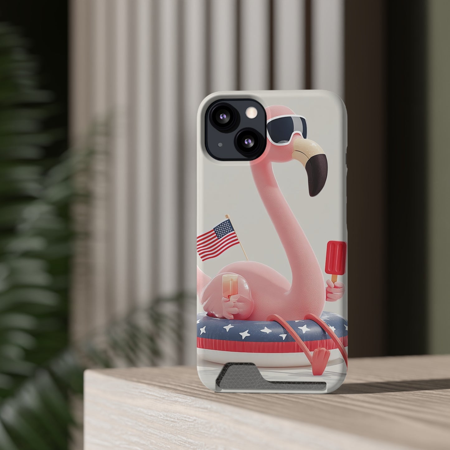 Summer Vibes Phone Case with Card Holder, Cute Flamingo Design, Tropical Cell Phone Accessory, Beach Lover Gift, Fun Summer Accessory, [...]