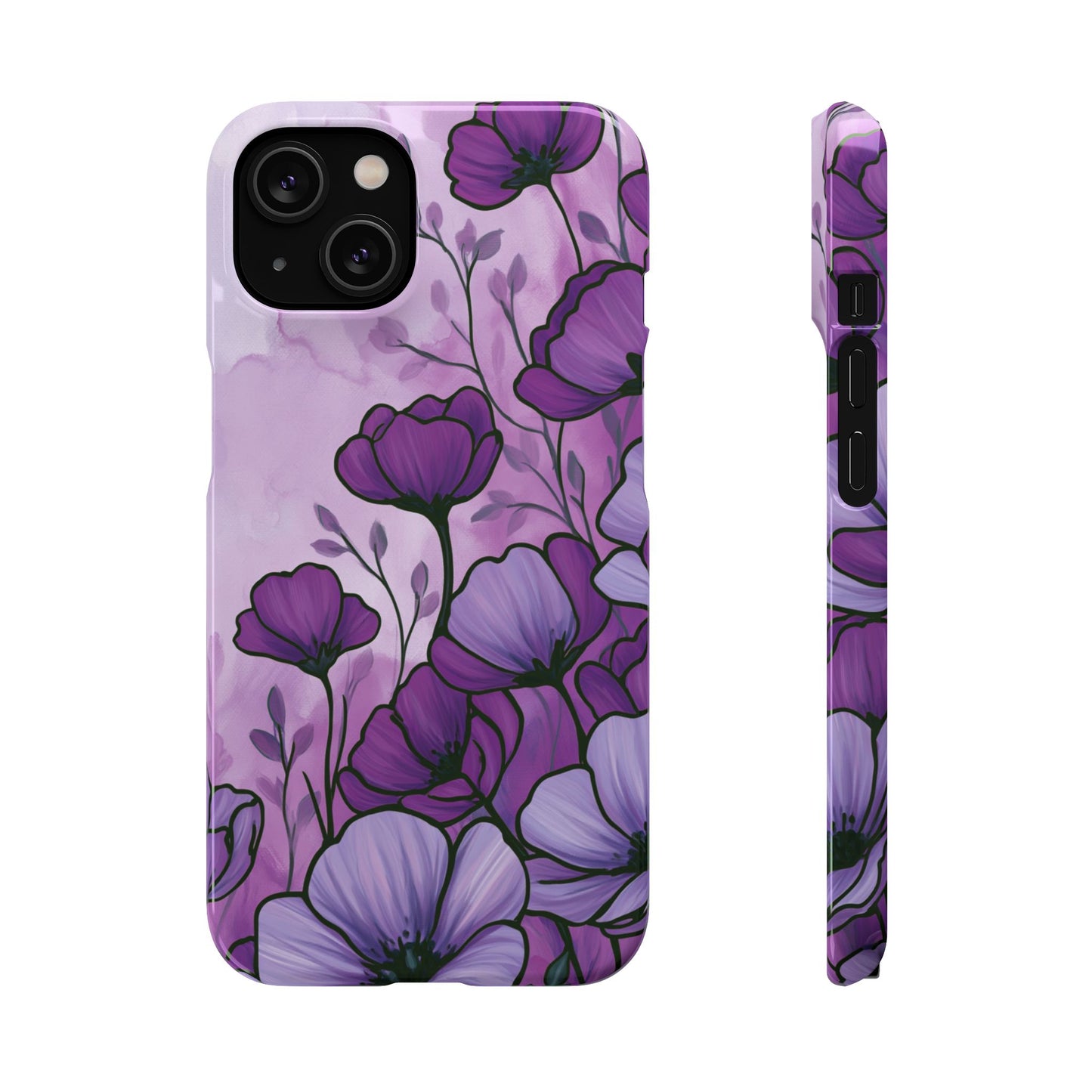Purple Floral Phone Case – Violet Watercolor Poppy Snap Case