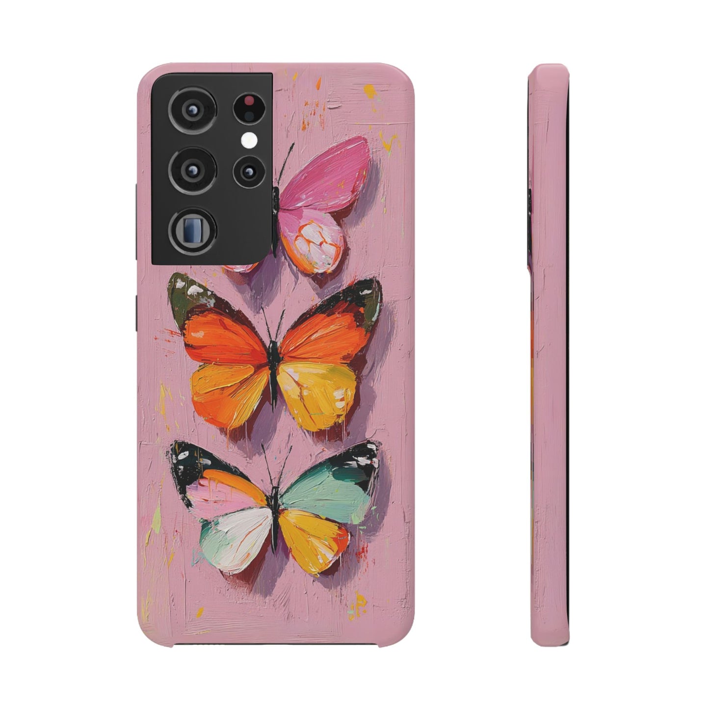 Pink Butterfly Snap Case Cover For iPhone and Samsung