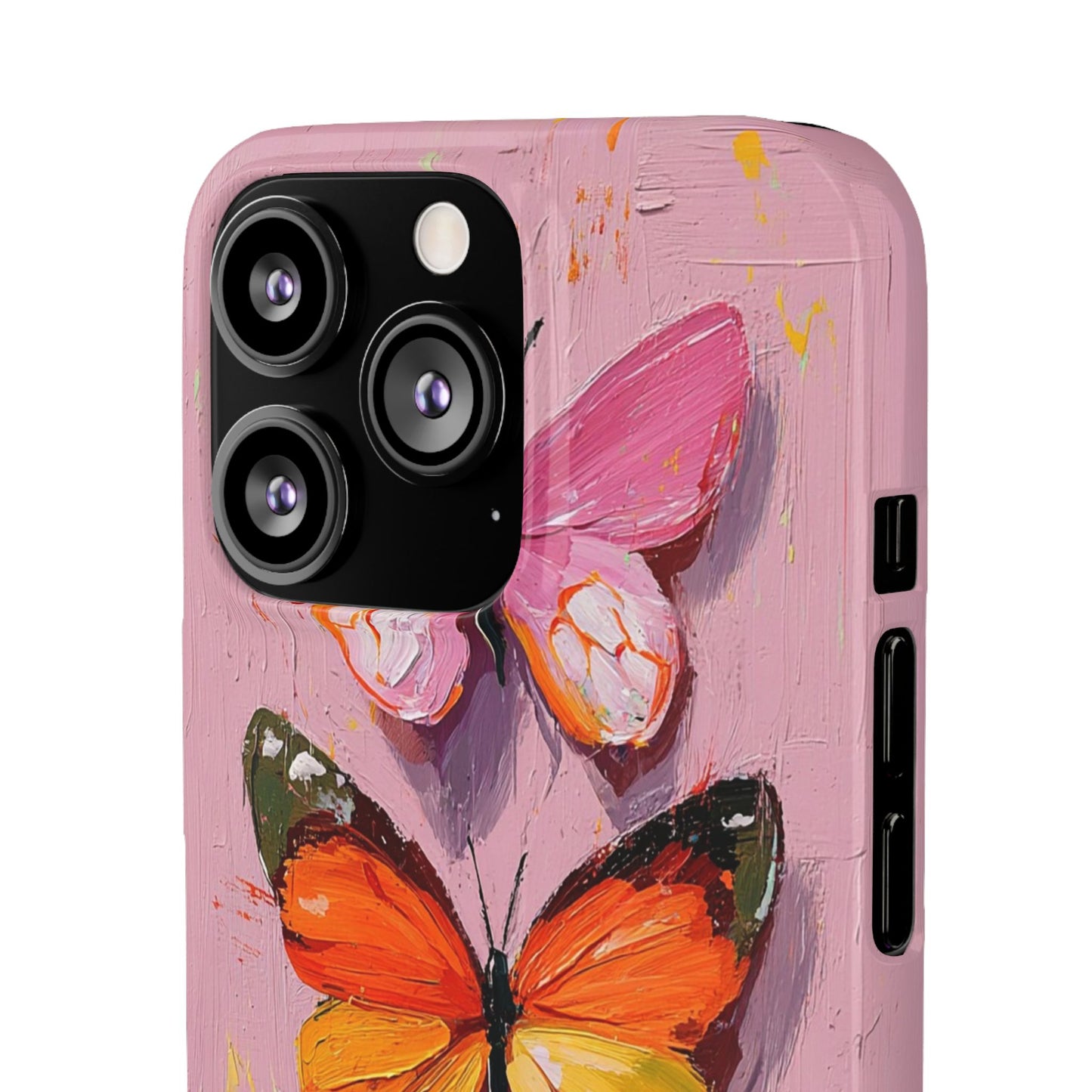Pink Butterfly Snap Case Cover For iPhone and Samsung