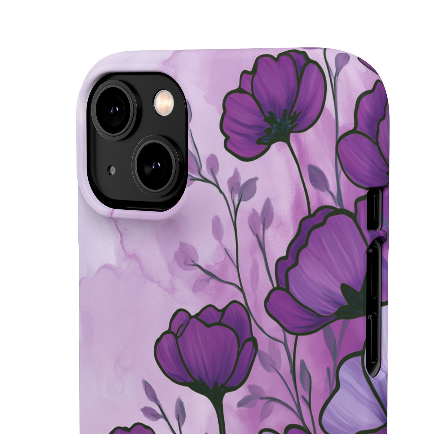 Purple Floral Phone Case – Violet Watercolor Poppy Snap Case
