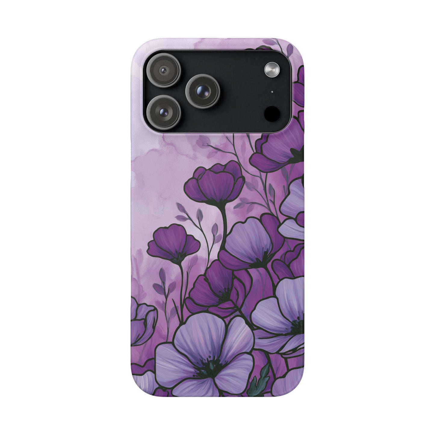Purple Floral Phone Case – Violet Watercolor Poppy Snap Case