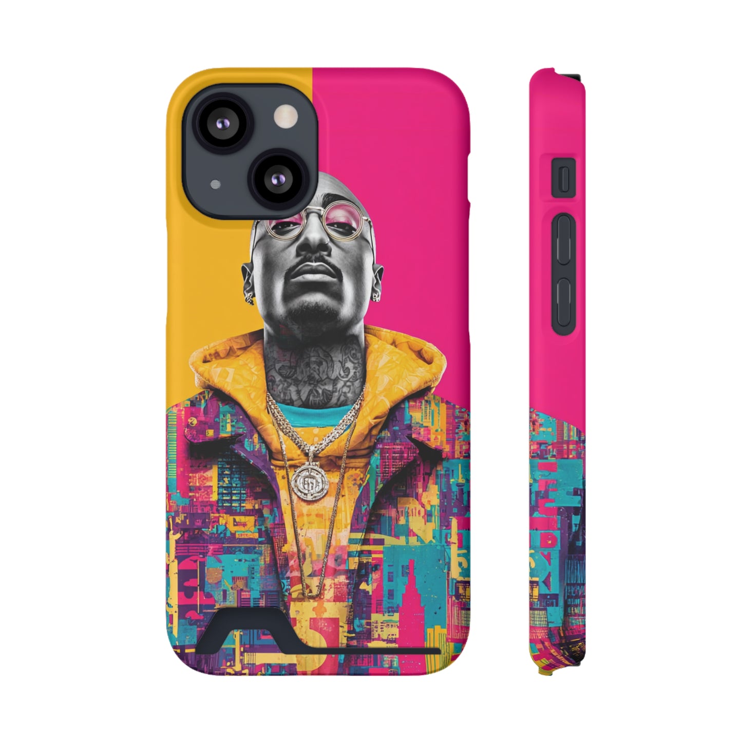 Vibrant Phone Case With Card Holder - Retro Style, Hip Hop Lover's Accessory, Colorful Gift, Music Enthusiast Essential, Unique Phone [...]