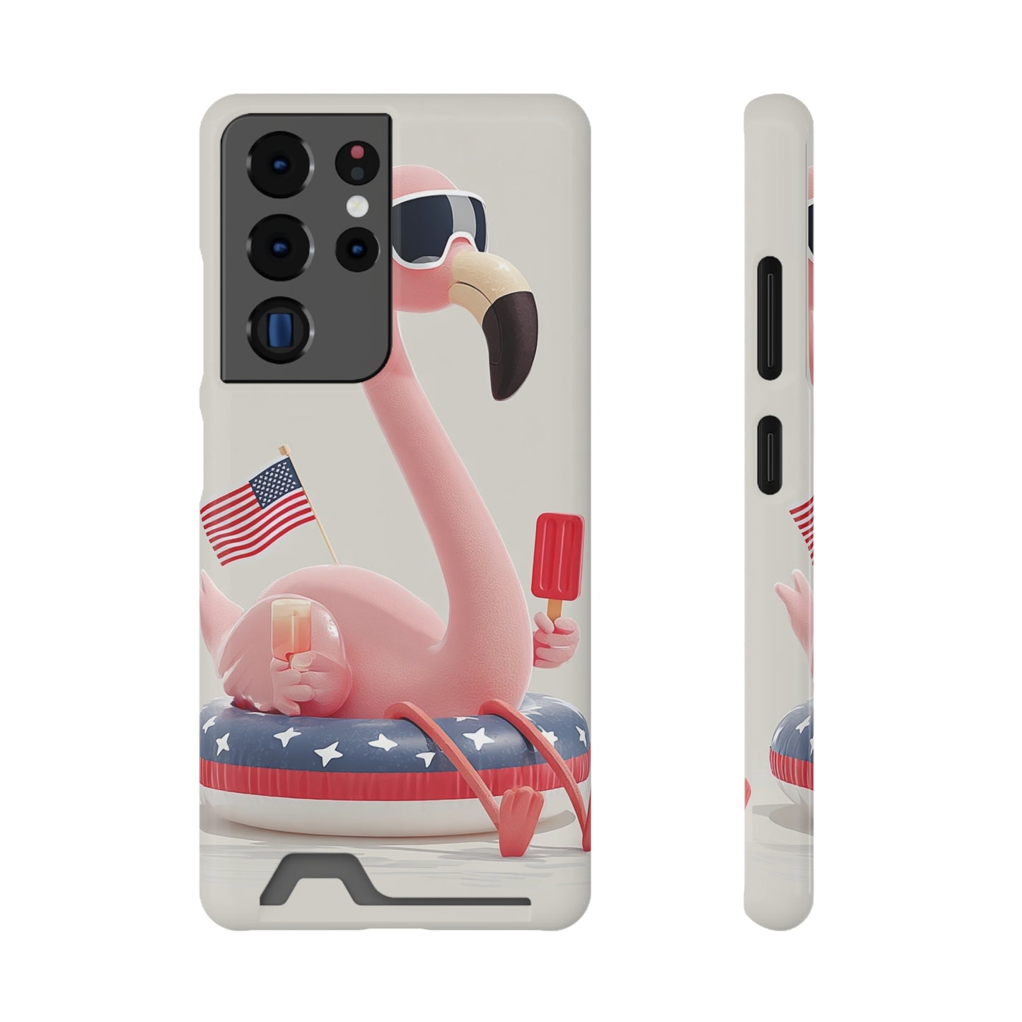 Summer Vibes Phone Case with Card Holder, Cute Flamingo Design, Tropical Cell Phone Accessory, Beach Lover Gift, Fun Summer Accessory, [...]