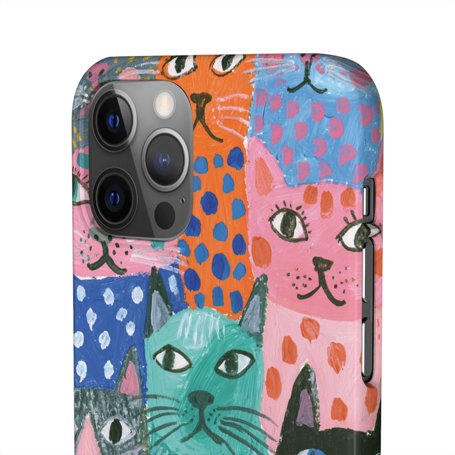 Colorful Cat Pattern Phone Case – Cute Multicolor Kitty Snap Case