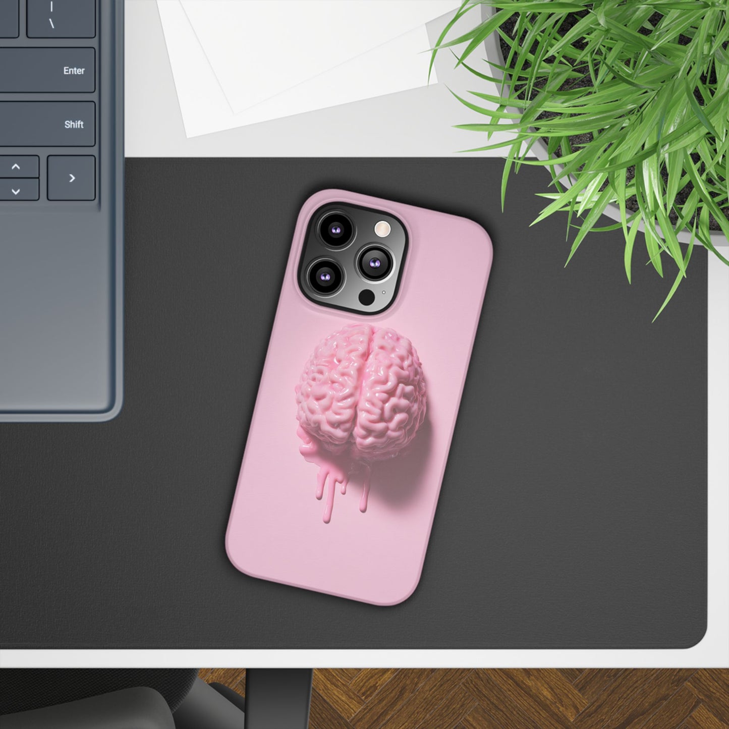 Slim Cases, Brain Design Phone Case With Card Holder, Cute Tech Accessory, Unique Gift for Students, Stylish Phone Protection, Valentine's
