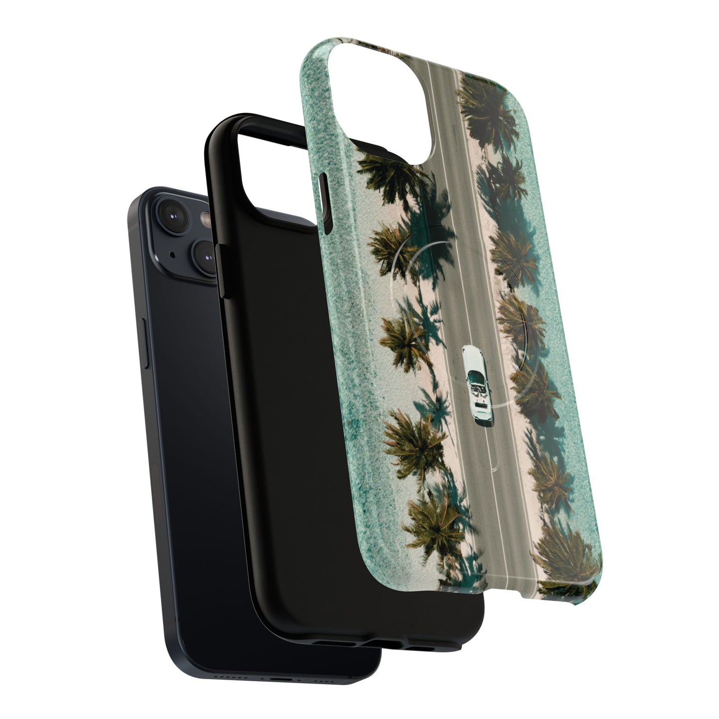 Palm Road Tough Magnetic Phone Case — Coastal Aerial Car Design