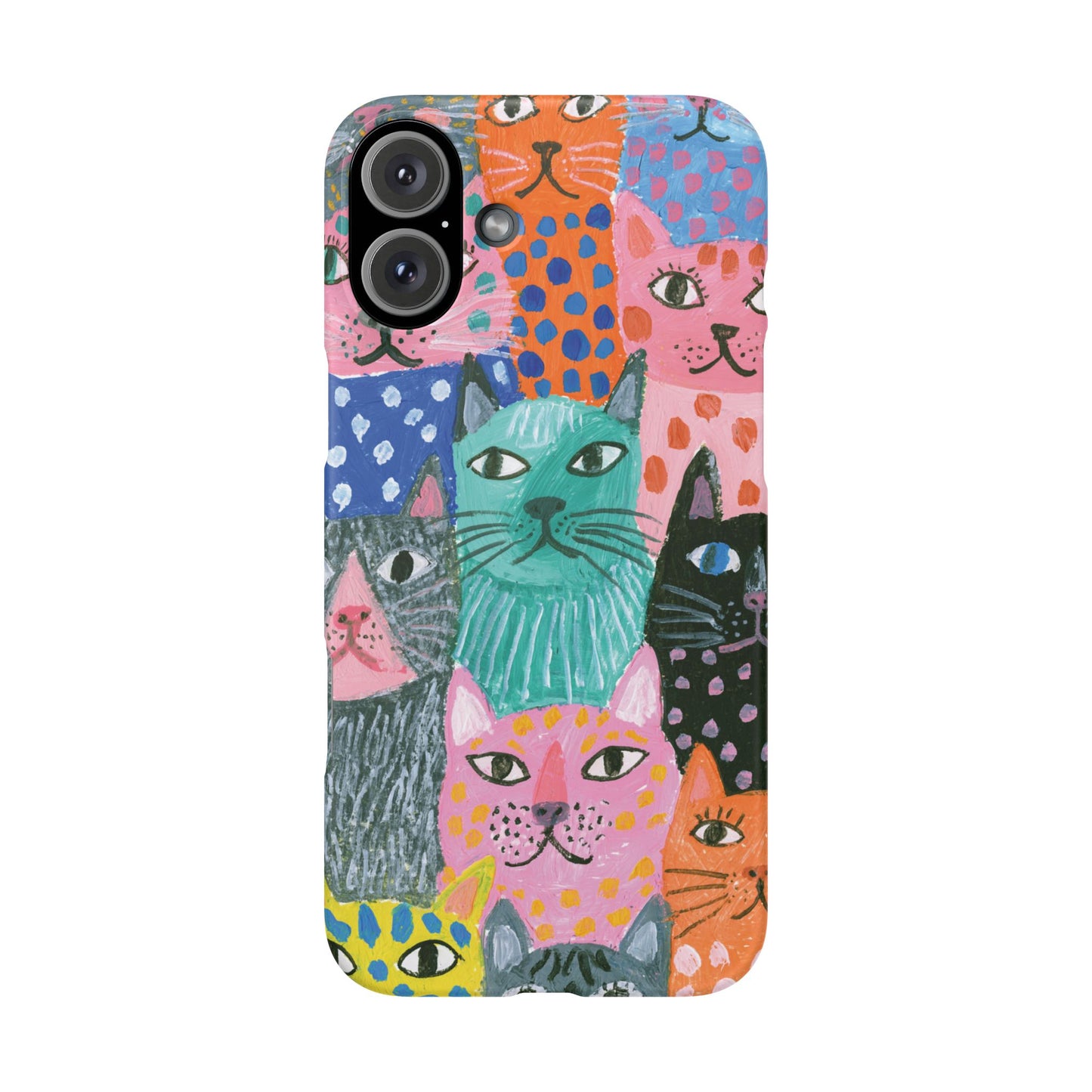 Colorful Cat Pattern Phone Case – Cute Multicolor Kitty Snap Case