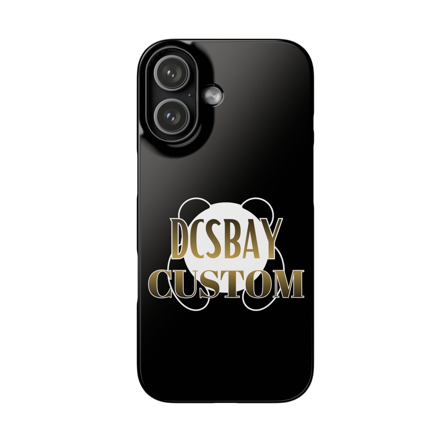 Phone Case — Glossy Black Custom "DCSBAY CUSTOM" Logo Snap Case