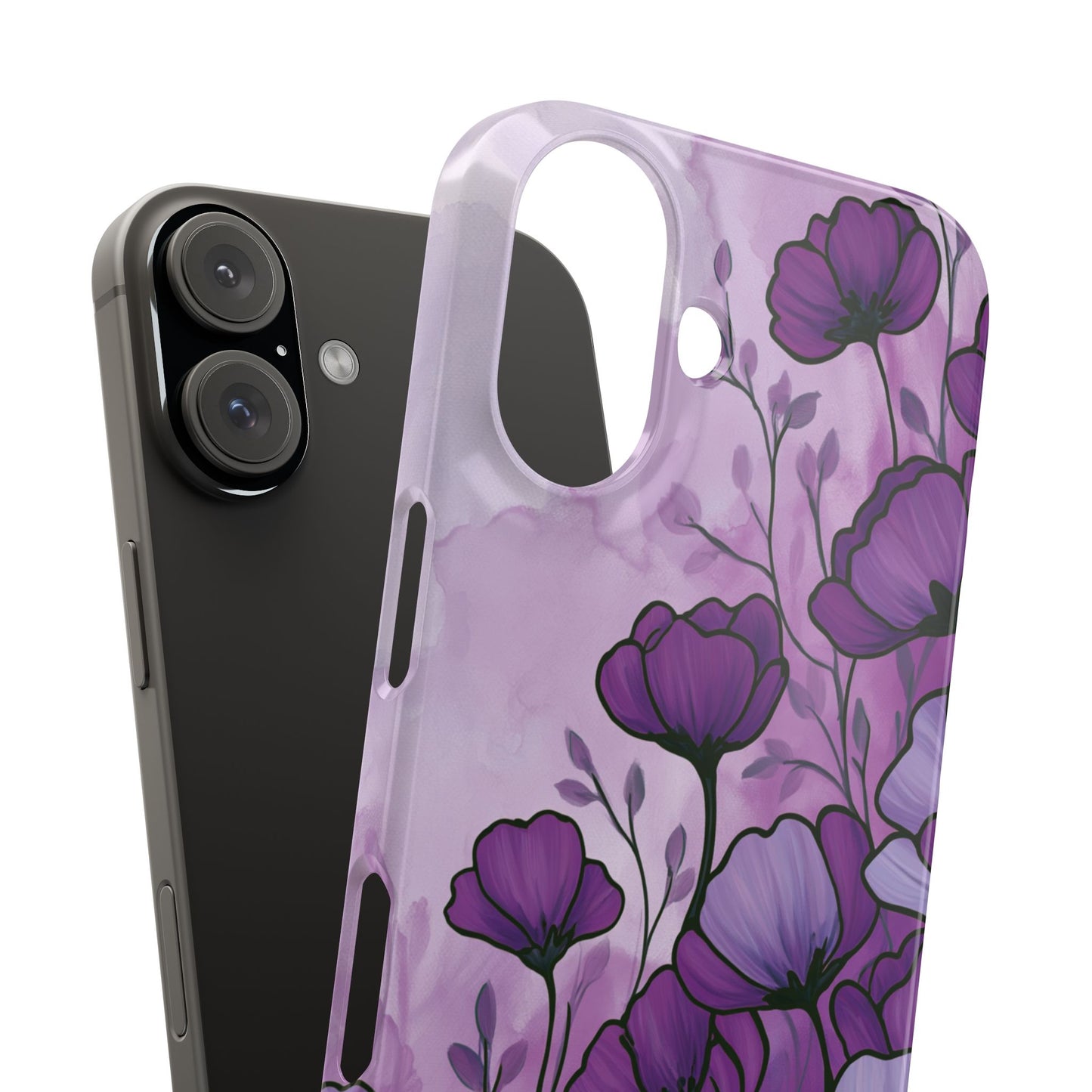 Purple Floral Phone Case – Violet Watercolor Poppy Snap Case