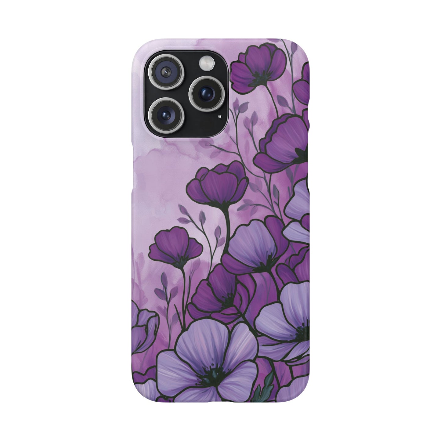 Purple Floral Phone Case – Violet Watercolor Poppy Snap Case