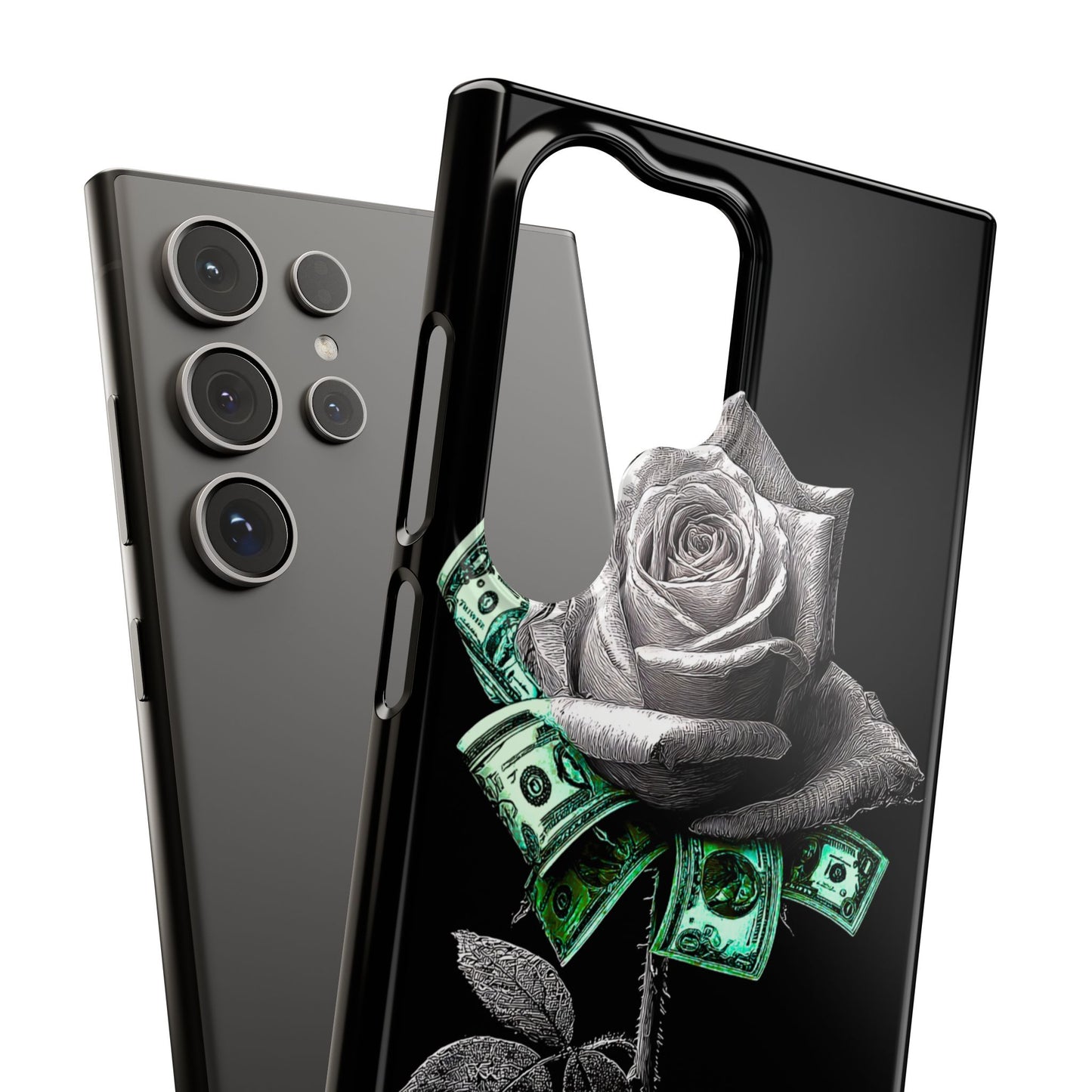 Stylish Rose & Money Snap Case - Floral Phone Protection, Trendy Gift for Him/Her, Birthday Present, Accessories for Teens
