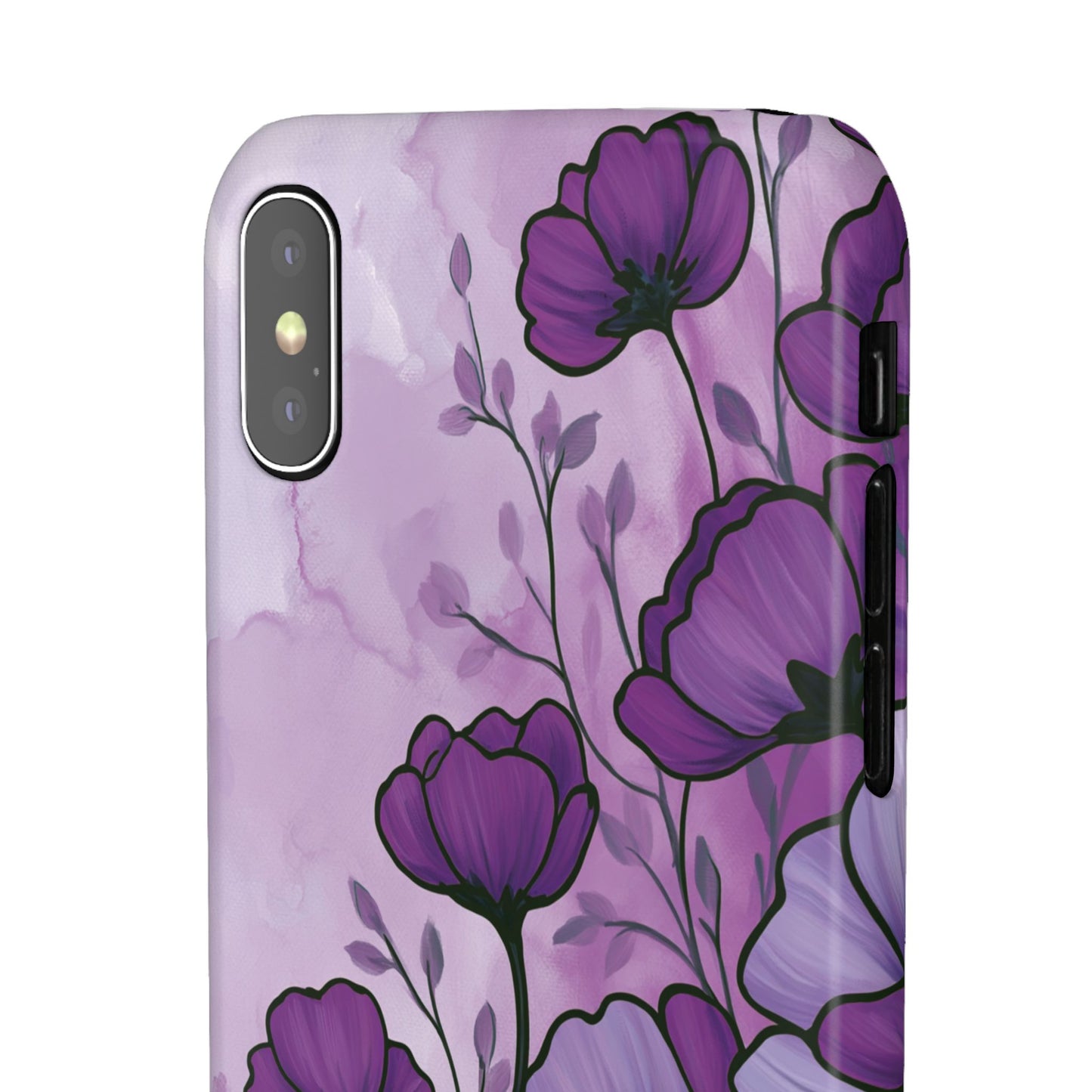 Purple Floral Phone Case – Violet Watercolor Poppy Snap Case