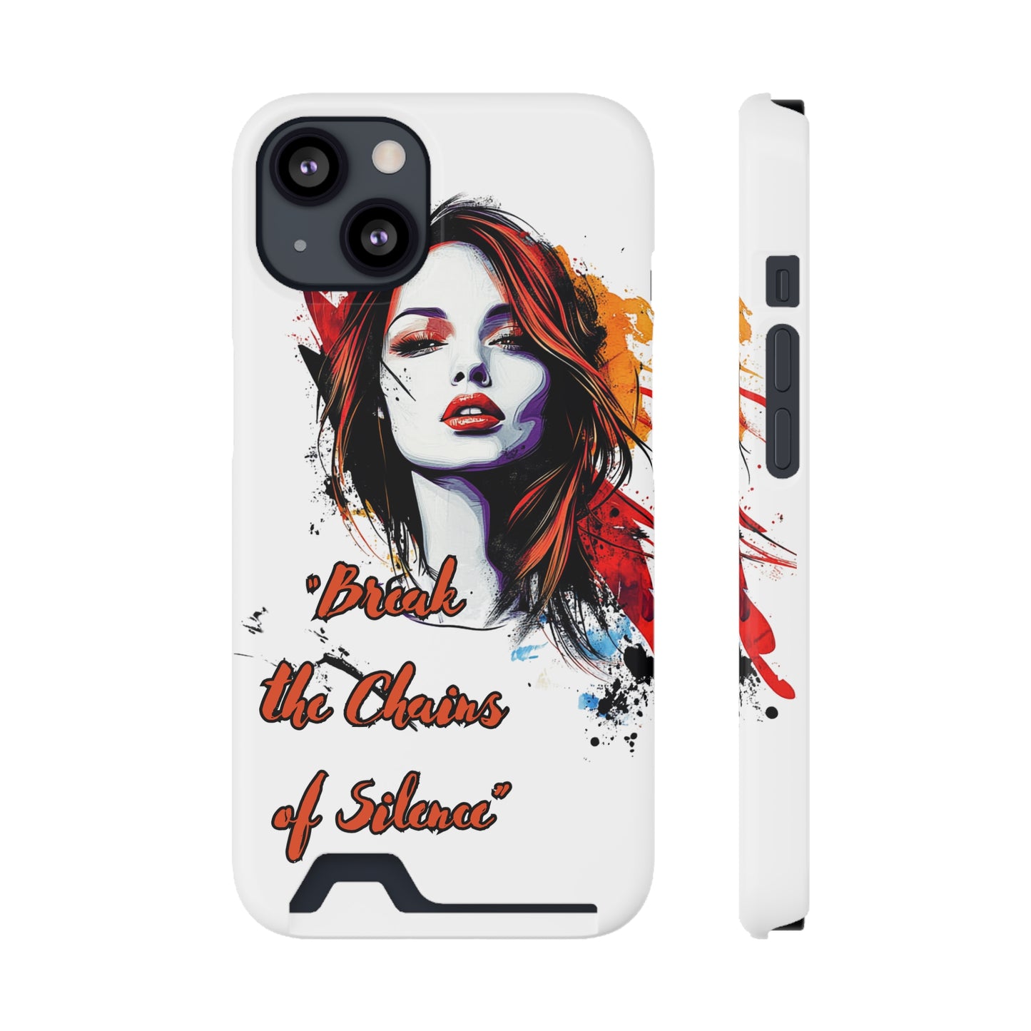 Artistic Phone Case With Card Holder for Empowerment | Break the Chains of Silence, Trendy Gift for Friends, Unique Phone Accessories, [...]