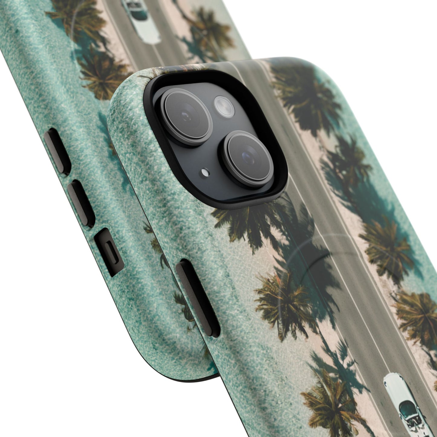 Palm Road Tough Magnetic Phone Case — Coastal Aerial Car Design