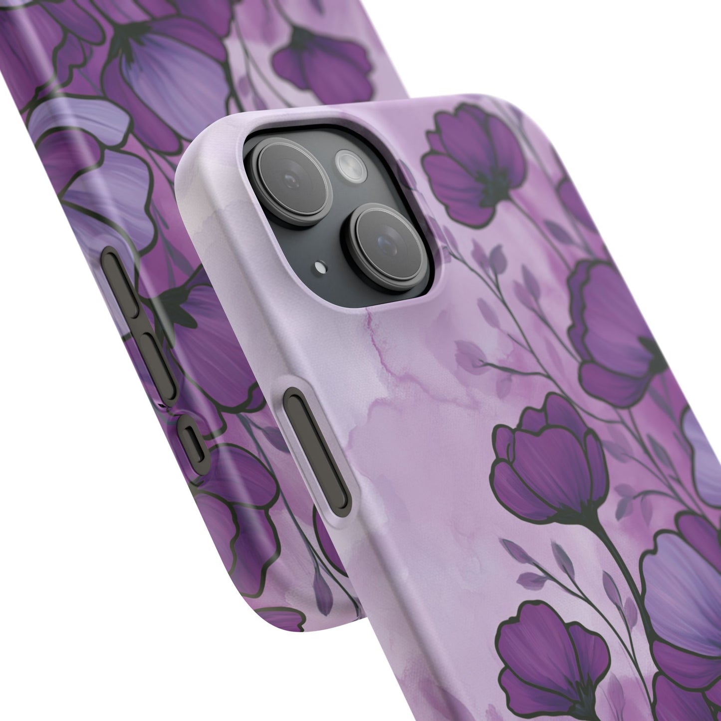 Purple Floral Phone Case – Violet Watercolor Poppy Snap Case