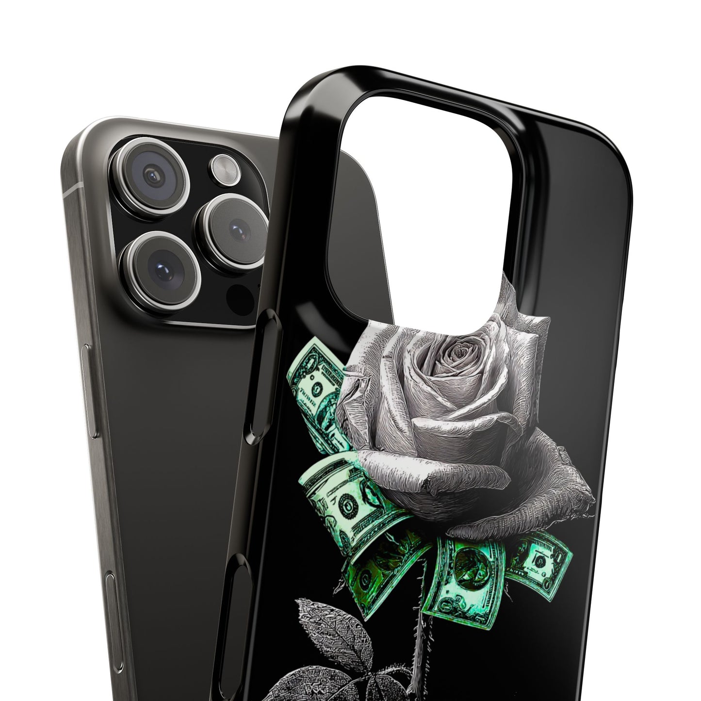 Stylish Rose & Money Snap Case - Floral Phone Protection, Trendy Gift for Him/Her, Birthday Present, Accessories for Teens