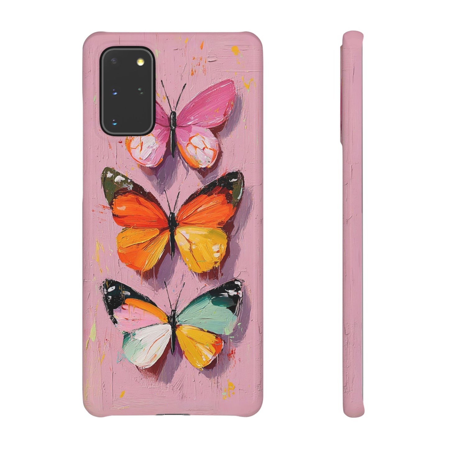 Pink Butterfly Snap Case Cover For iPhone and Samsung