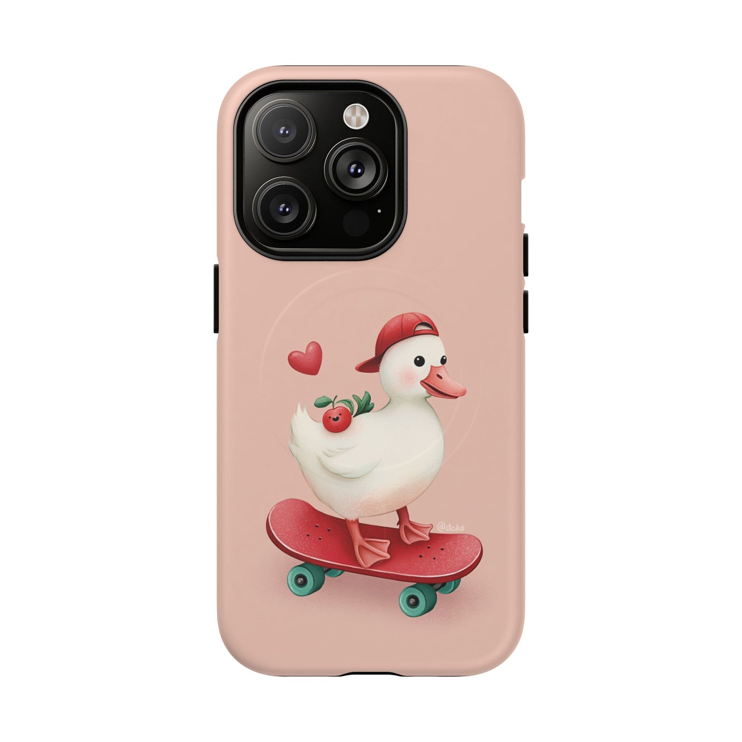 Duck Skateboard Magnetic Phone Case — Cute Pink Protective iPhone Cover