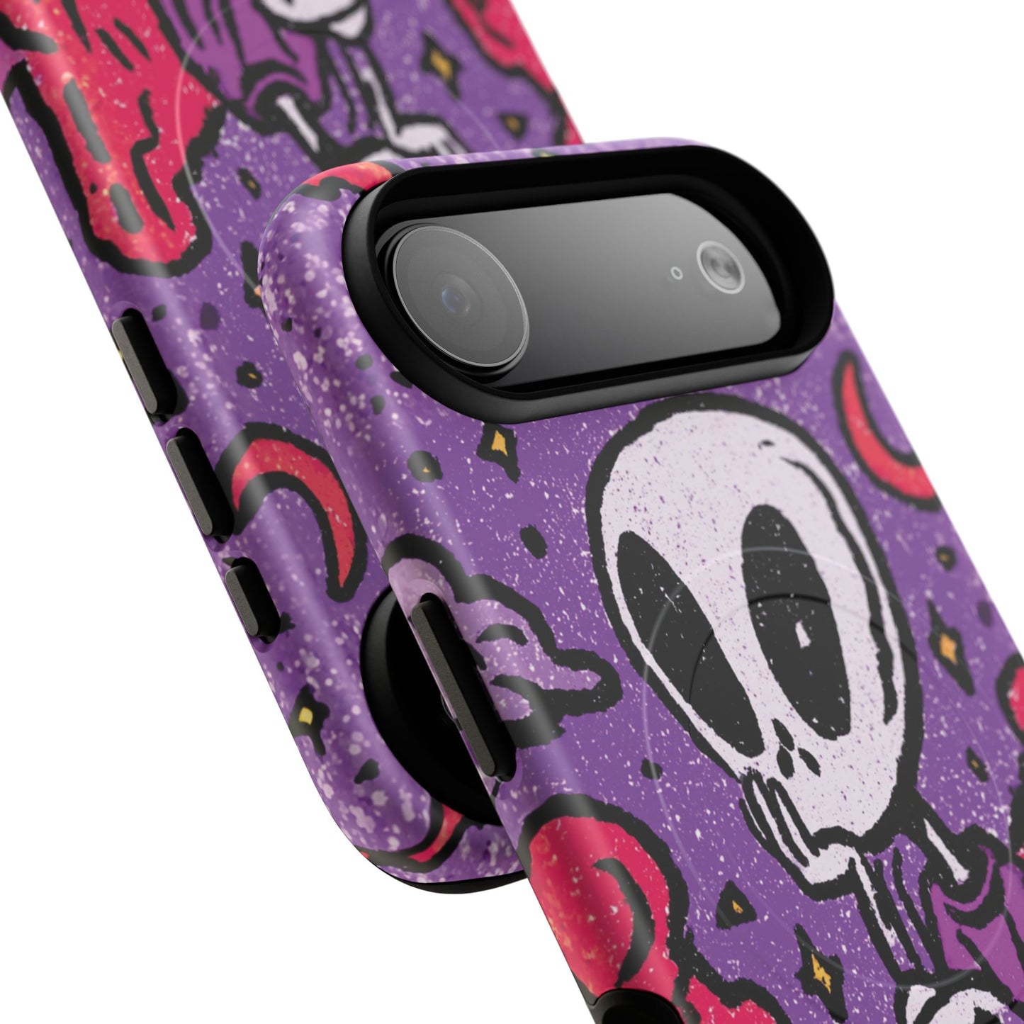 Alien Mushroom Phone Case — Cute Skeletal Space Illustration Tough Magnetic Case