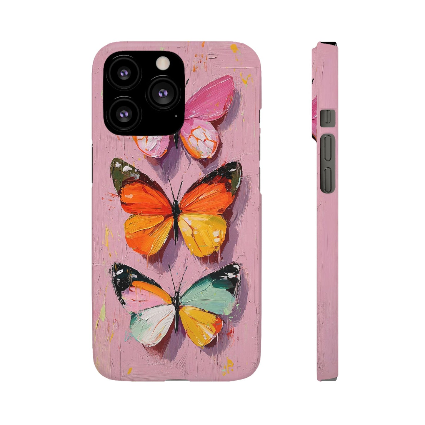 Pink Butterfly Snap Case Cover For iPhone and Samsung
