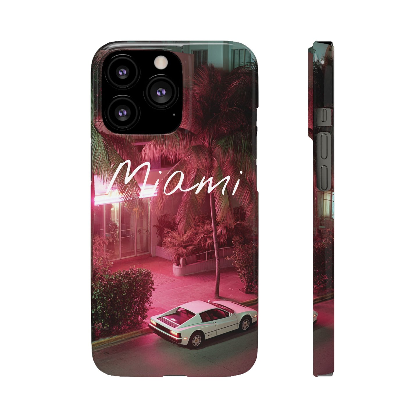Miami Vibes Snap Case, Tropical Phone Cover, Summer Accessory, Gift for Travel Lovers, Neon Aesthetic, Beach-themed Tech