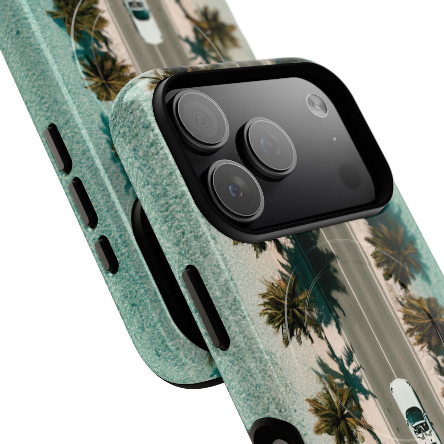 Palm Road Tough Magnetic Phone Case — Coastal Aerial Car Design