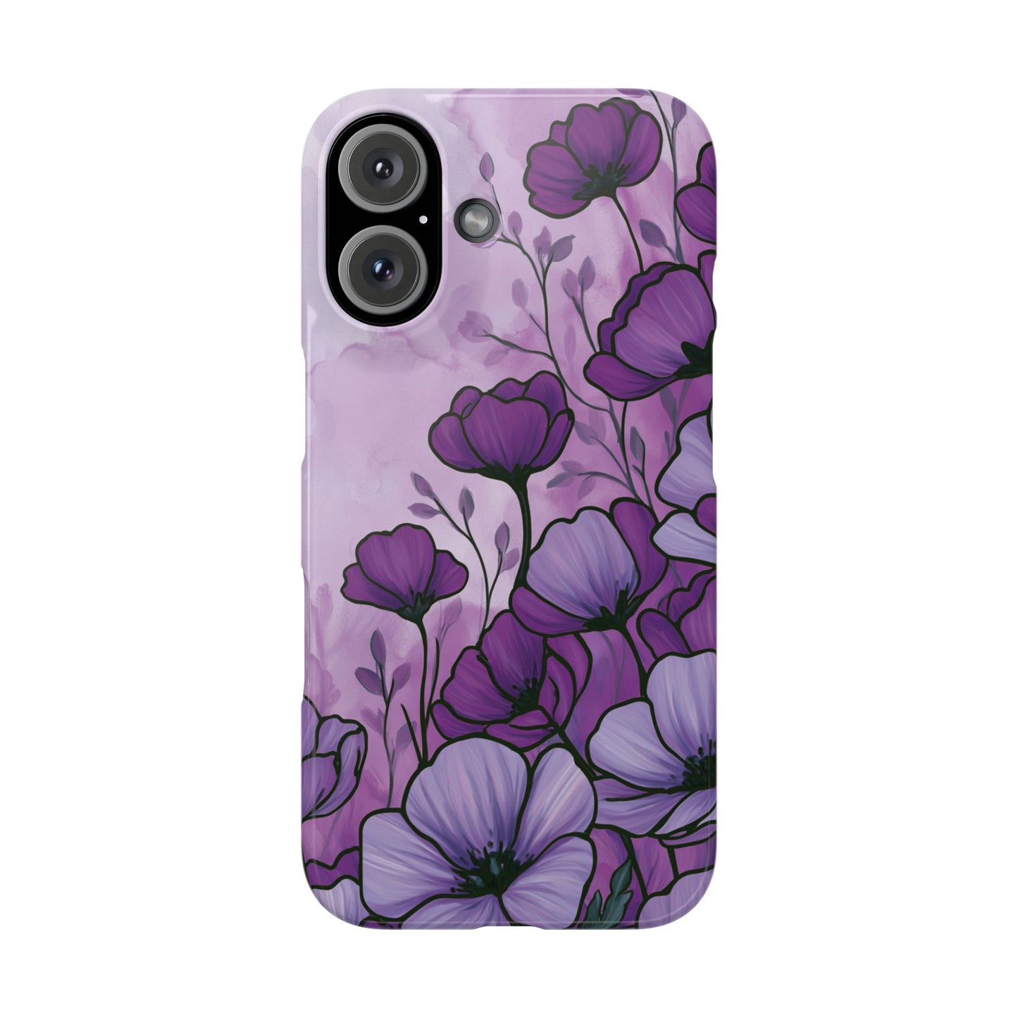 Purple Floral Phone Case – Violet Watercolor Poppy Snap Case