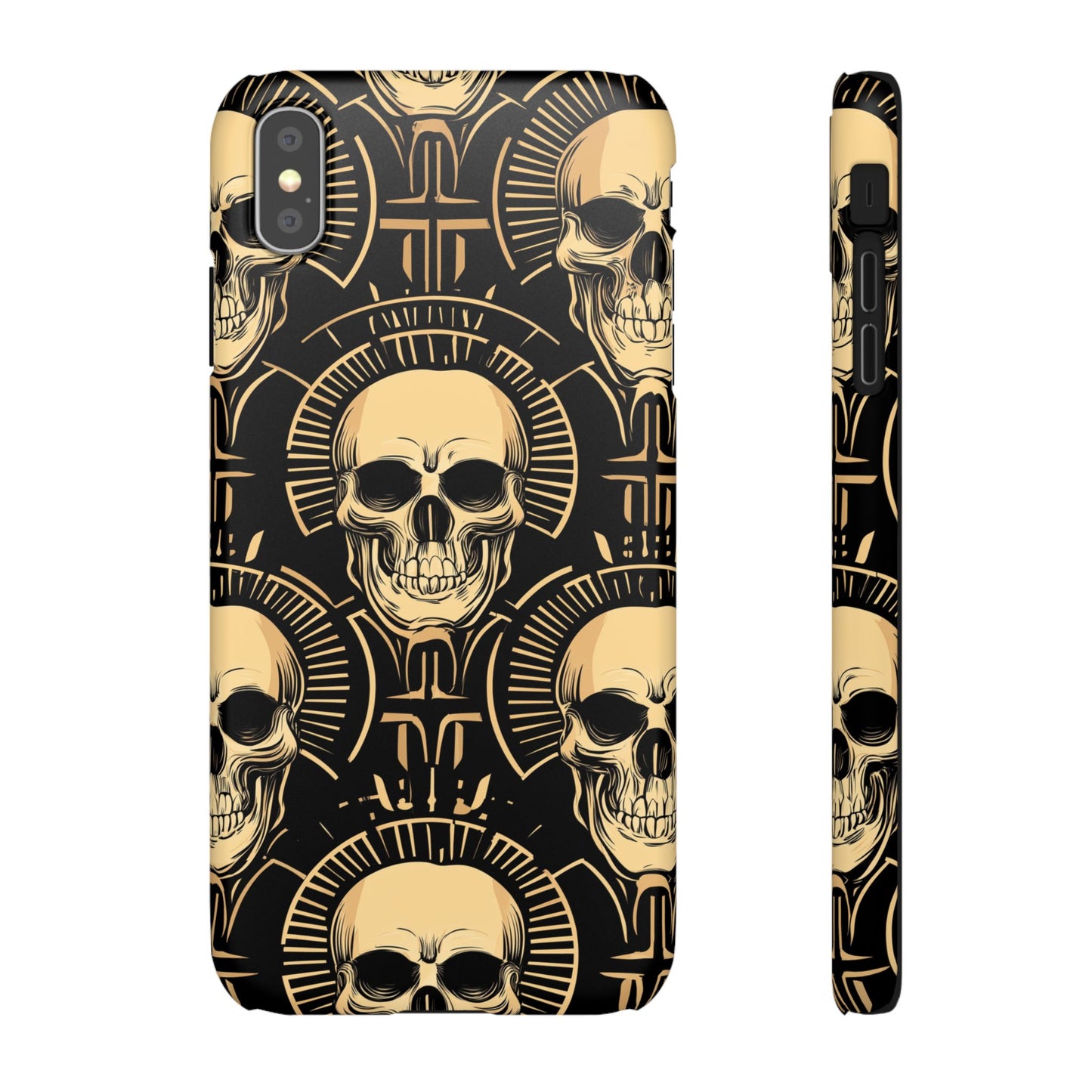 Skull Print Snap Case, Edgy Phone Cover for Goth Lovers, Protective Shell for Halloween, Unique Gift for Him or Her