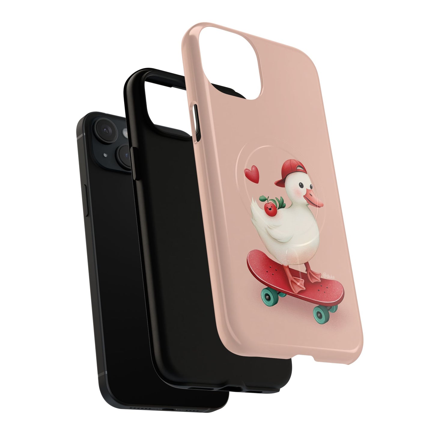 Duck Skateboard Magnetic Phone Case — Cute Pink Protective iPhone Cover