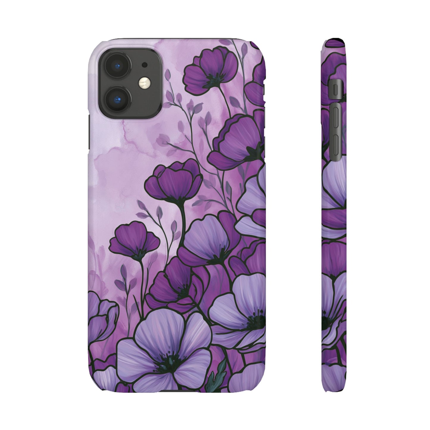 Purple Floral Phone Case – Violet Watercolor Poppy Snap Case