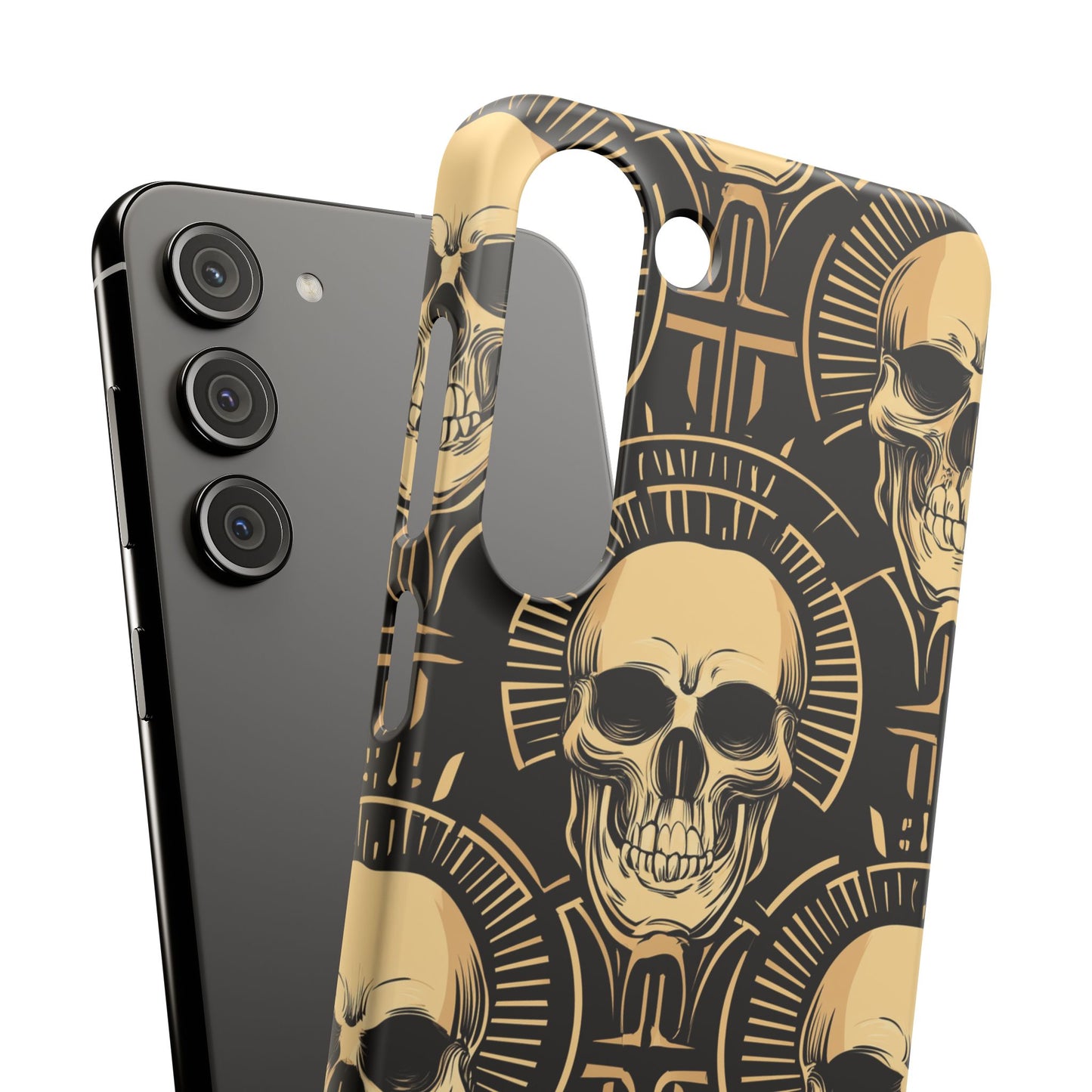 Skull Print Snap Case, Edgy Phone Cover for Goth Lovers, Protective Shell for Halloween, Unique Gift for Him or Her
