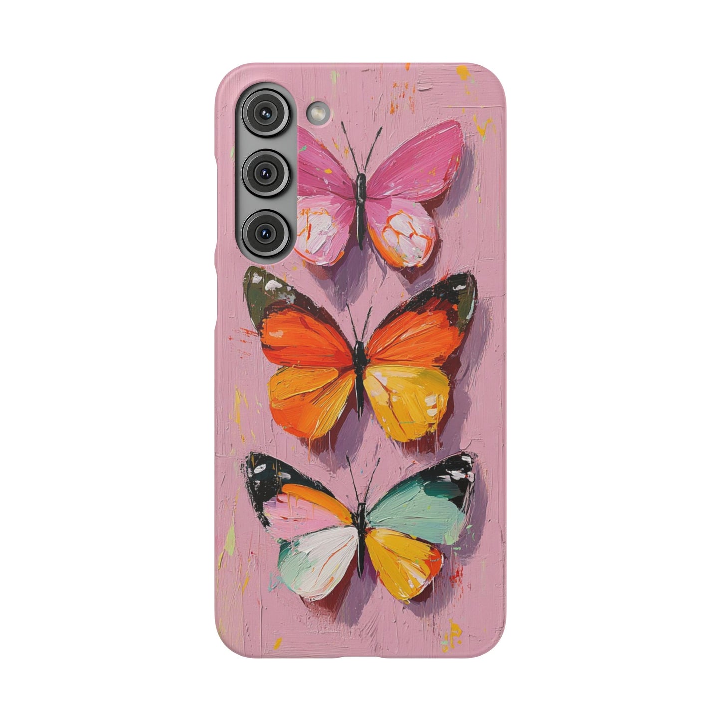 Pink Butterfly Snap Case Cover For iPhone and Samsung