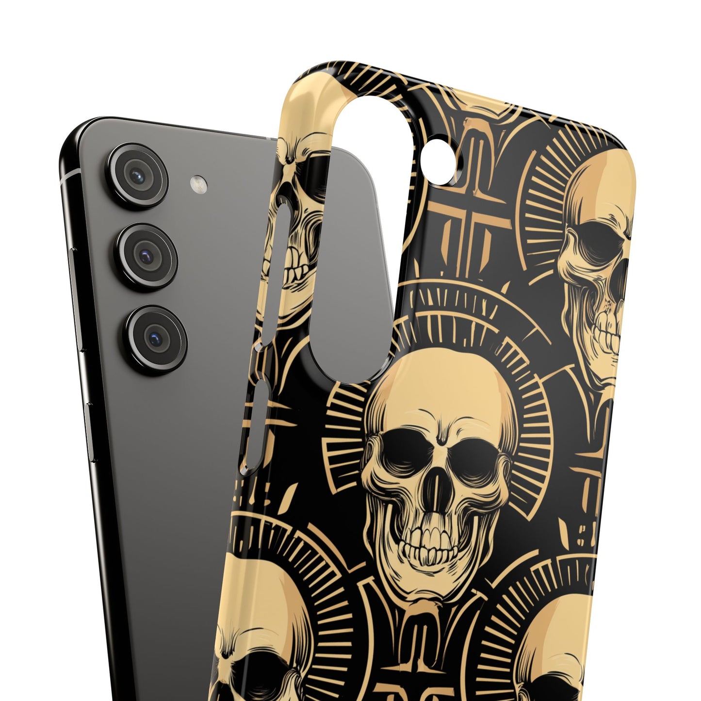 Skull Print Snap Case, Edgy Phone Cover for Goth Lovers, Protective Shell for Halloween, Unique Gift for Him or Her