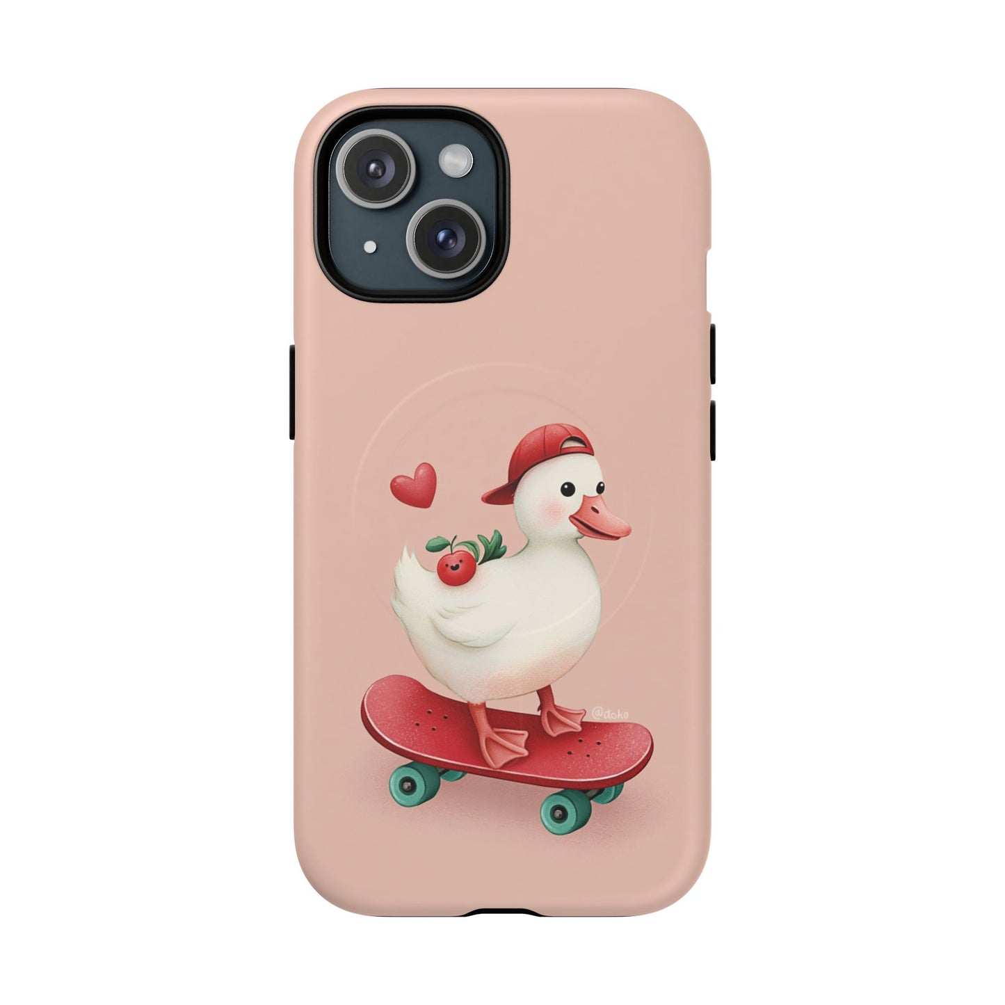Duck Skateboard Magnetic Phone Case — Cute Pink Protective iPhone Cover