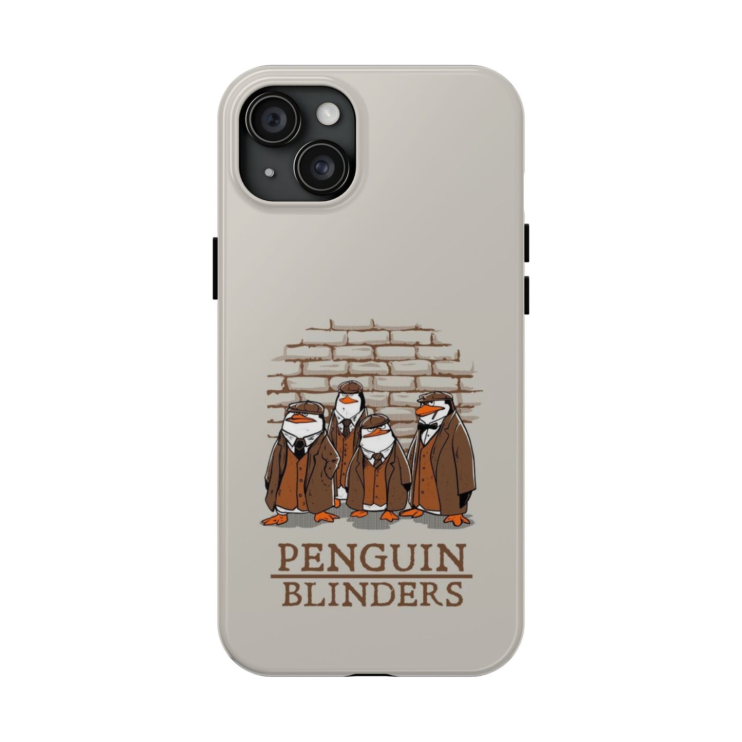 Penguin Blinders Vintage Grey Phone Case | iPhone 17 Tough Case