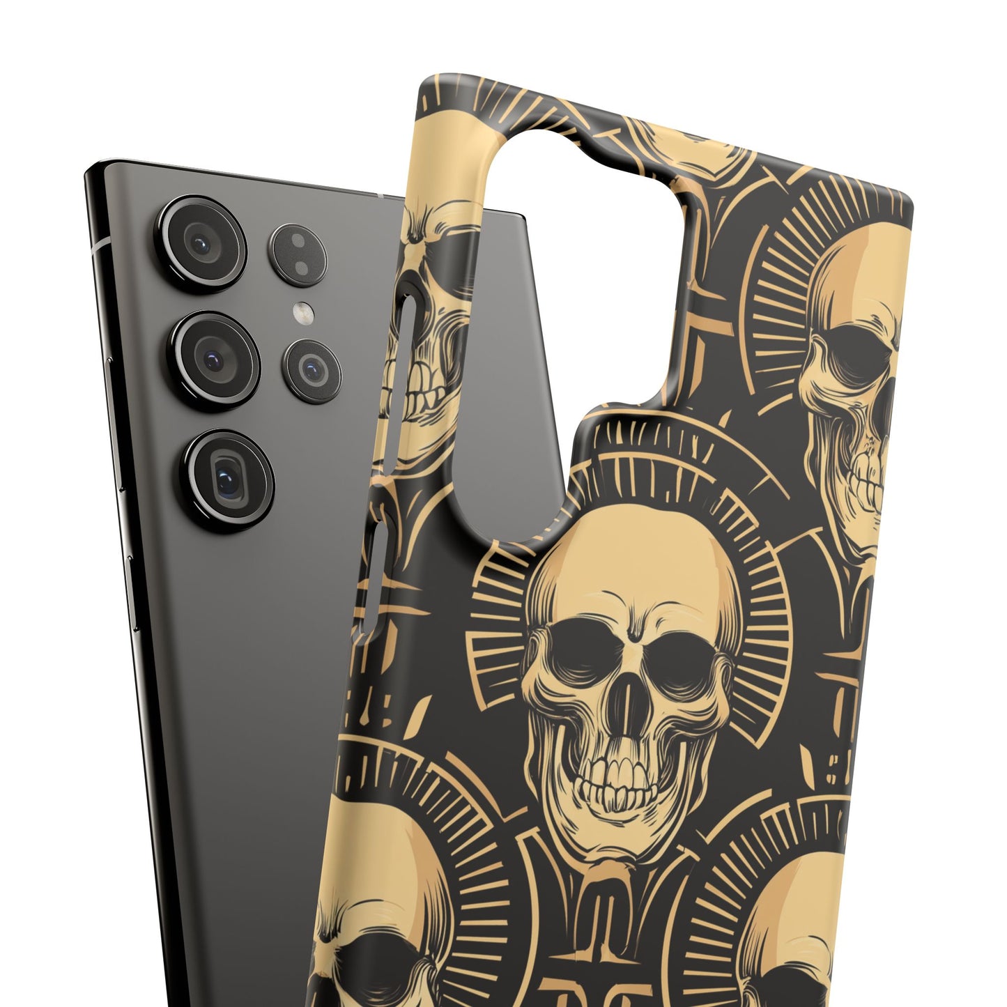 Skull Print Snap Case, Edgy Phone Cover for Goth Lovers, Protective Shell for Halloween, Unique Gift for Him or Her