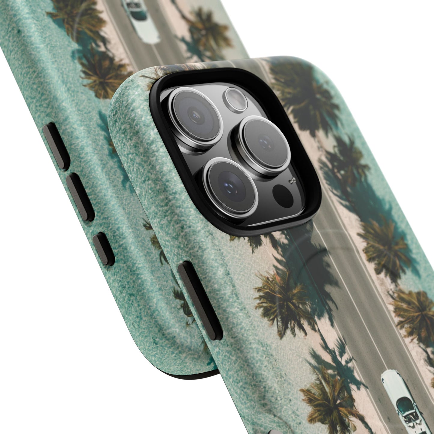 Palm Road Tough Magnetic Phone Case — Coastal Aerial Car Design