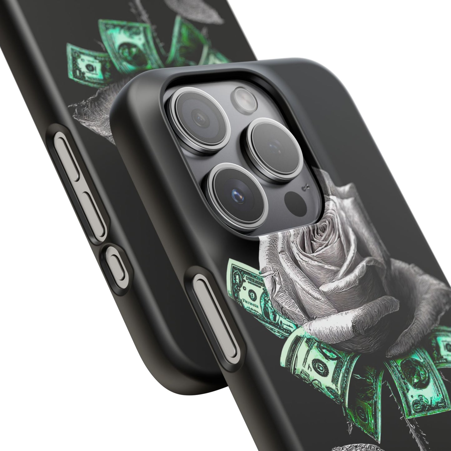 Stylish Rose & Money Snap Case - Floral Phone Protection, Trendy Gift for Him/Her, Birthday Present, Accessories for Teens