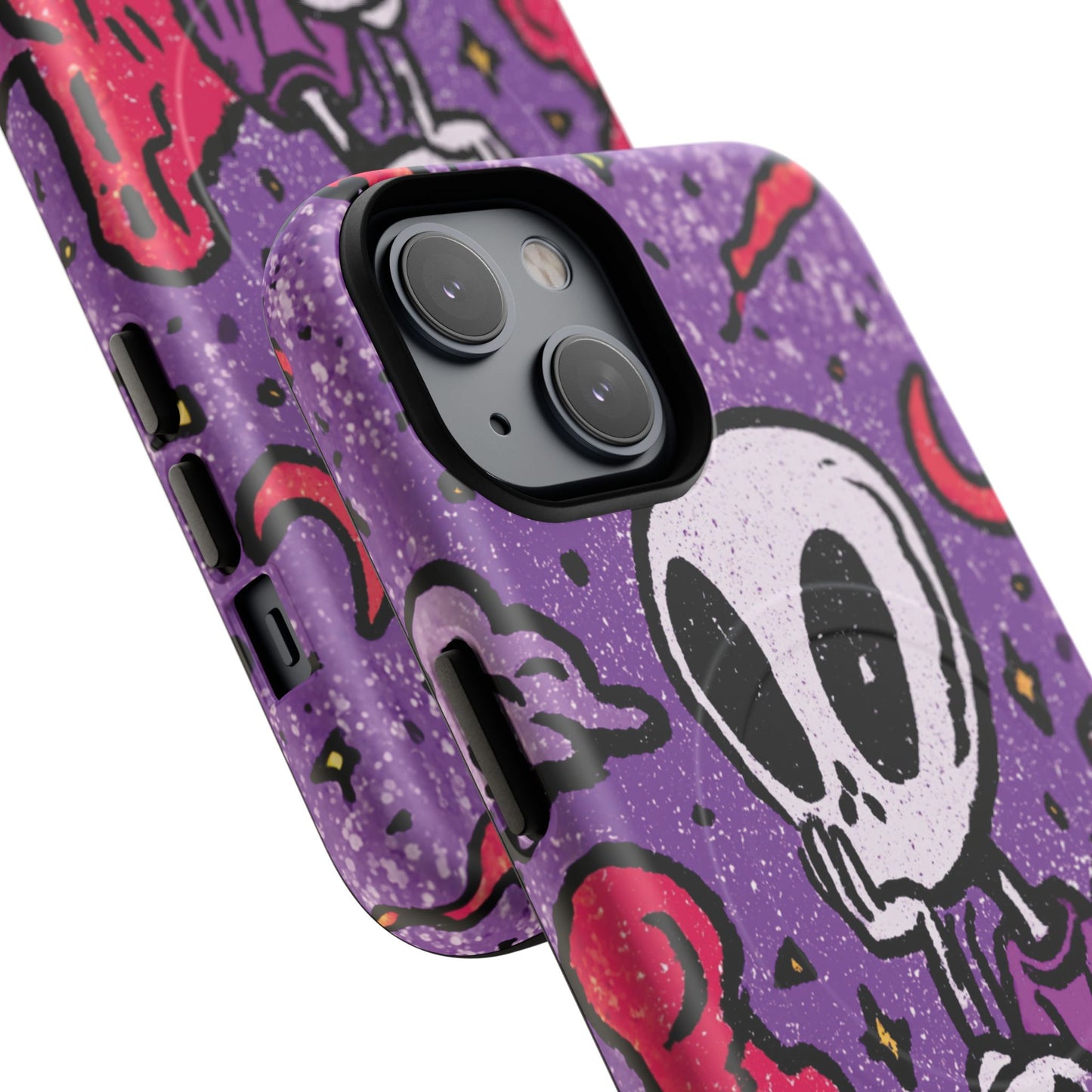 Alien Mushroom Phone Case — Cute Skeletal Space Illustration Tough Magnetic Case