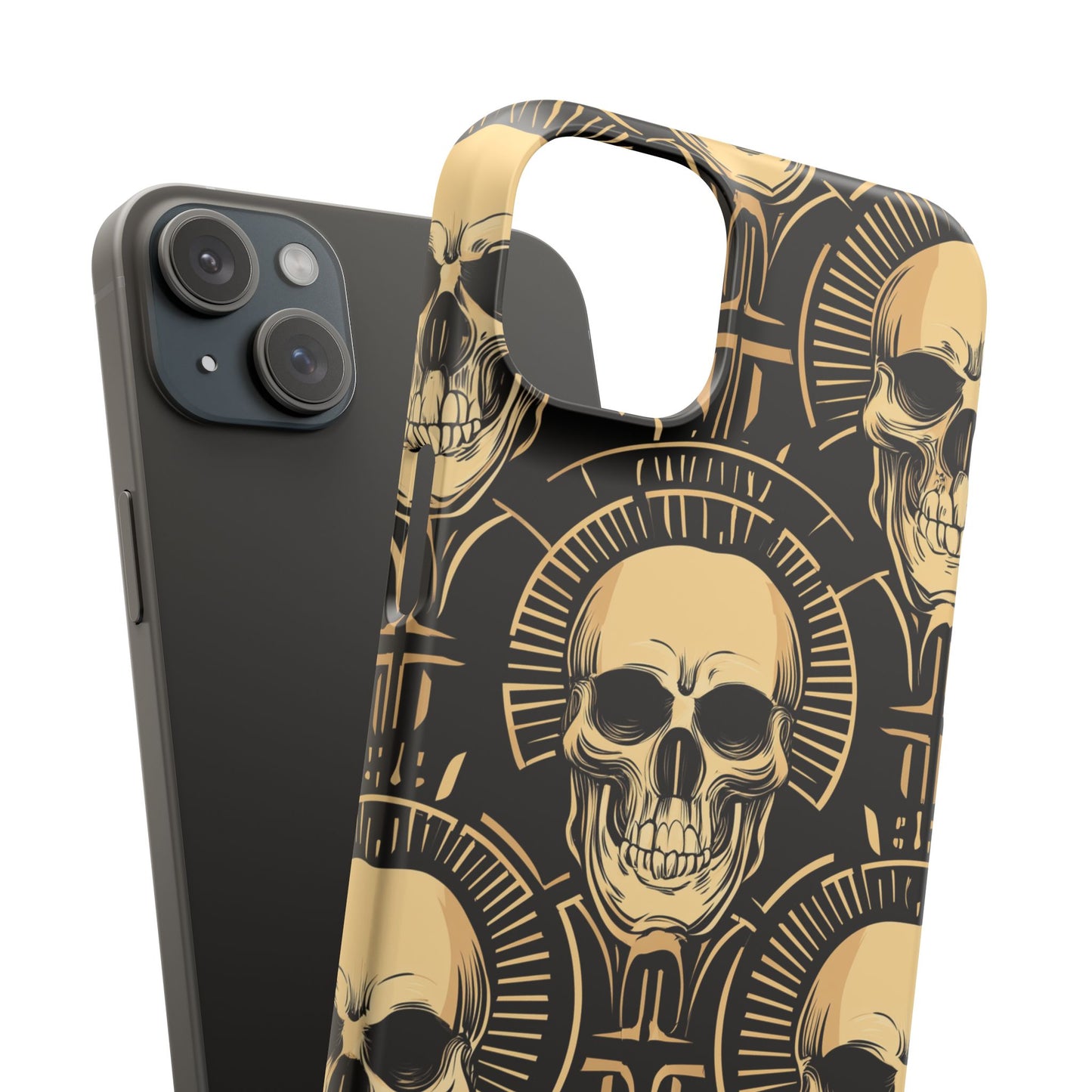 Skull Print Snap Case, Edgy Phone Cover for Goth Lovers, Protective Shell for Halloween, Unique Gift for Him or Her