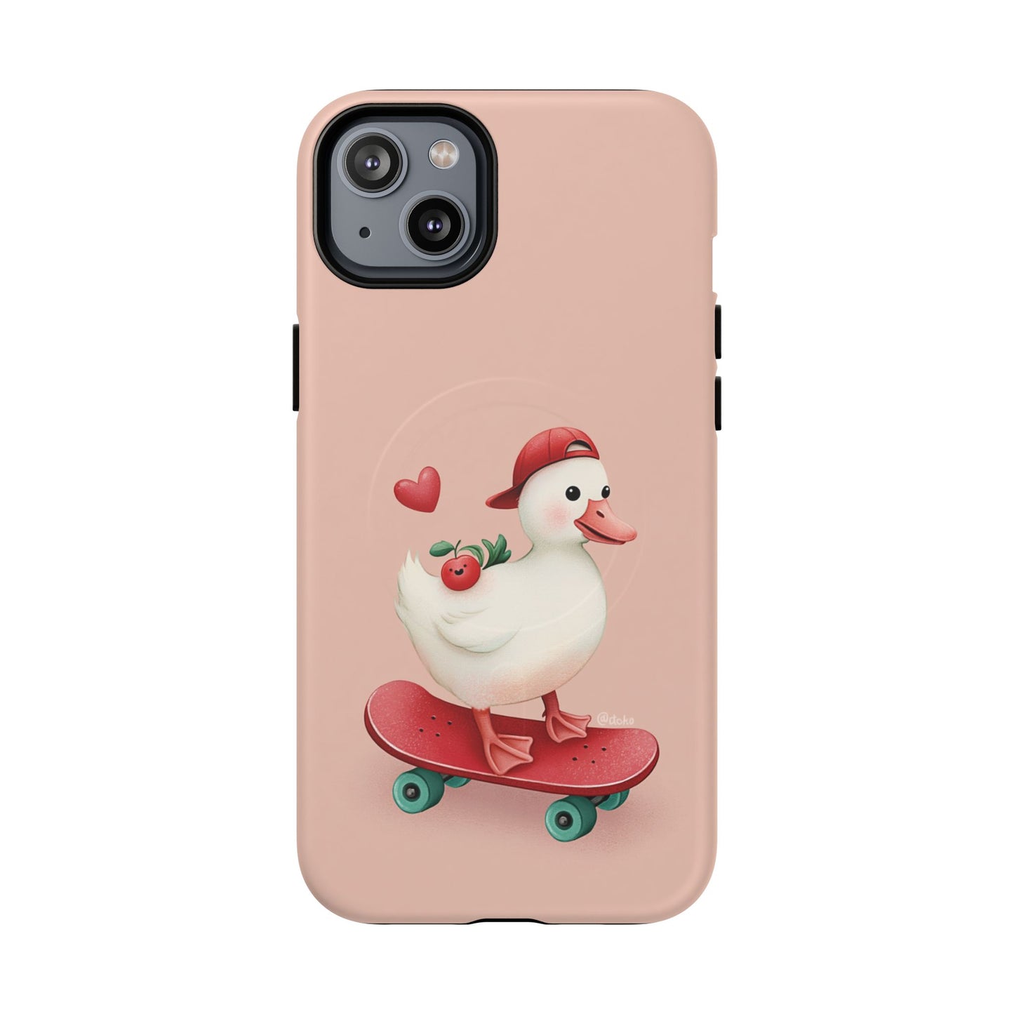 Duck Skateboard Magnetic Phone Case — Cute Pink Protective iPhone Cover