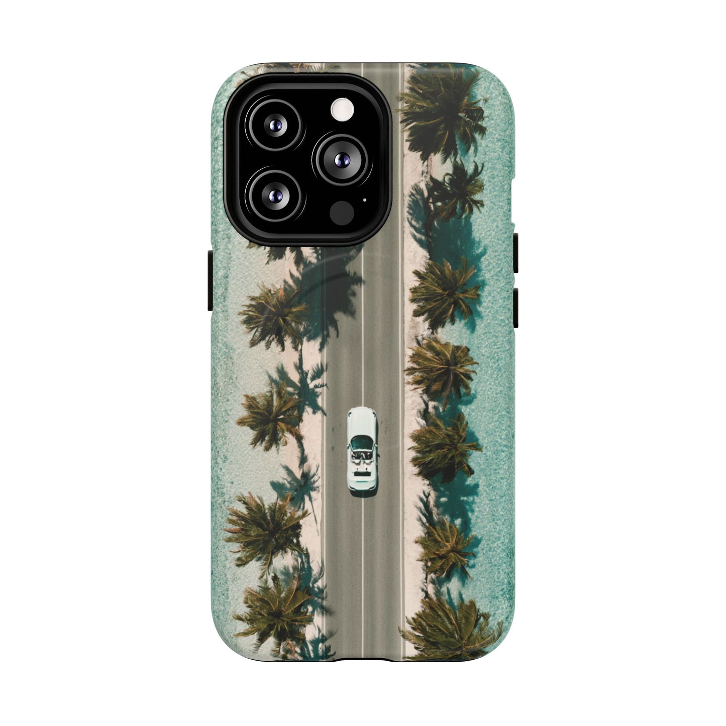 Palm Road Tough Magnetic Phone Case — Coastal Aerial Car Design