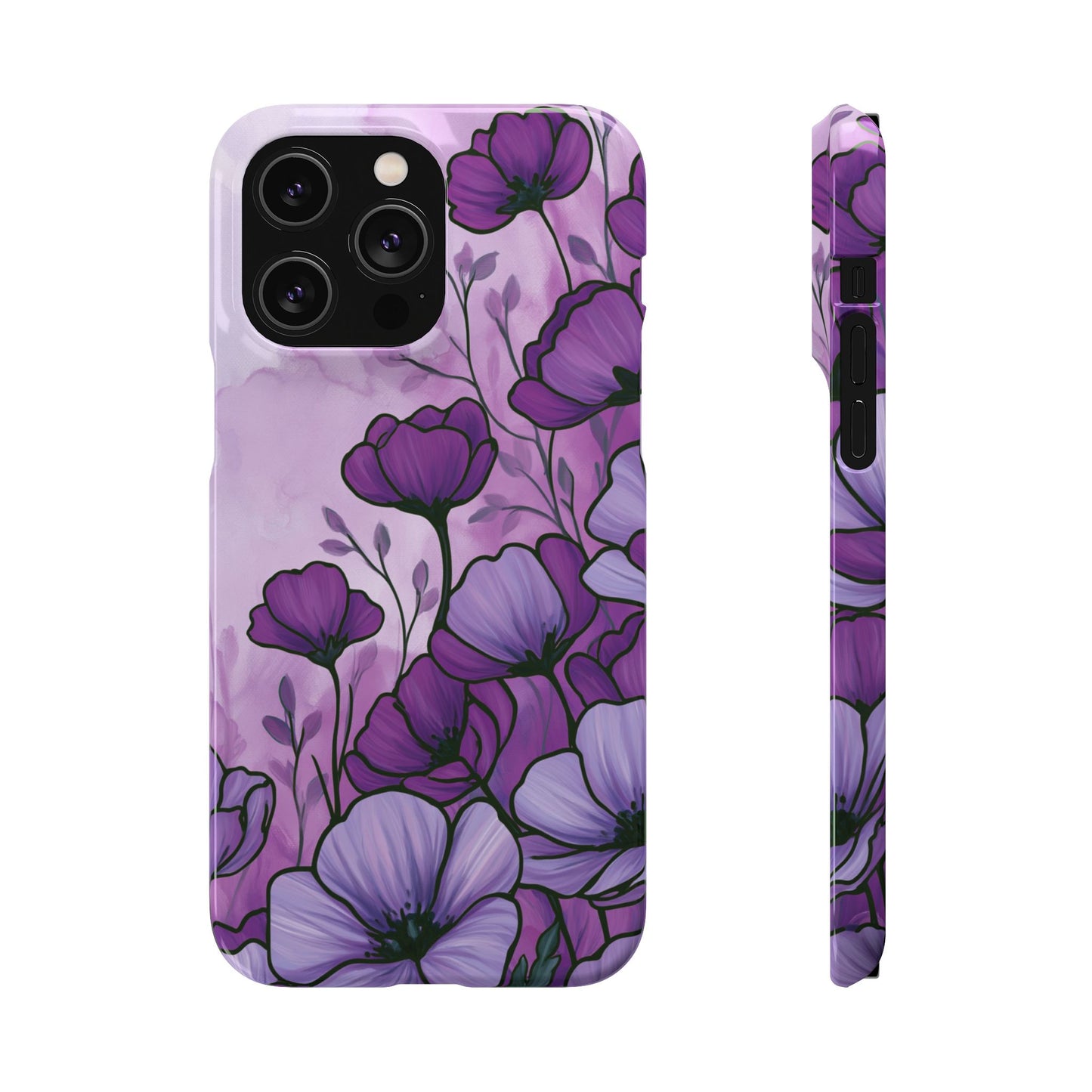 Purple Floral Phone Case – Violet Watercolor Poppy Snap Case