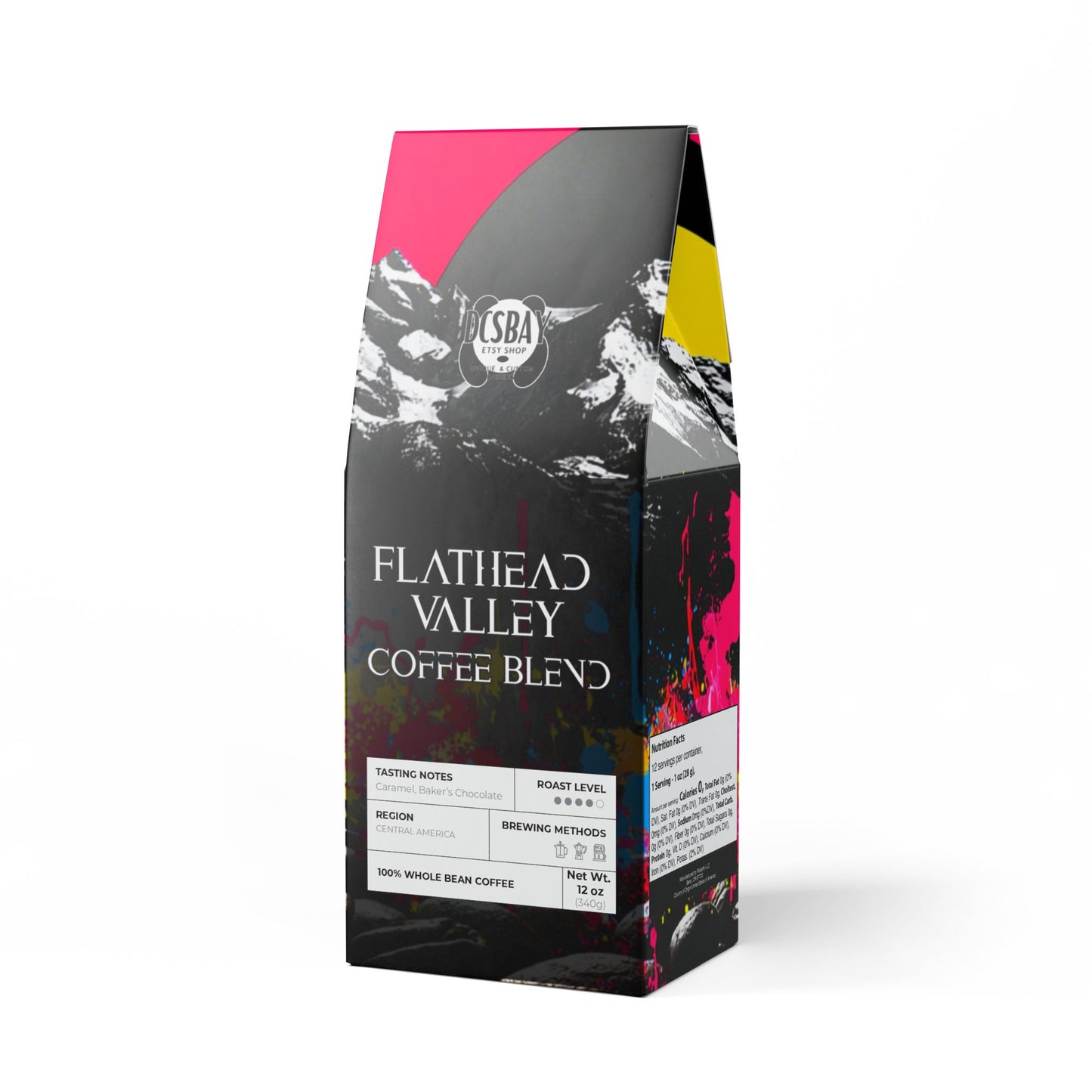 Flathead Valley Coffee Blend (Medium-Dark Roast) 12oz Pack - Baker's Chocolate & Caramelized Sugar Notes