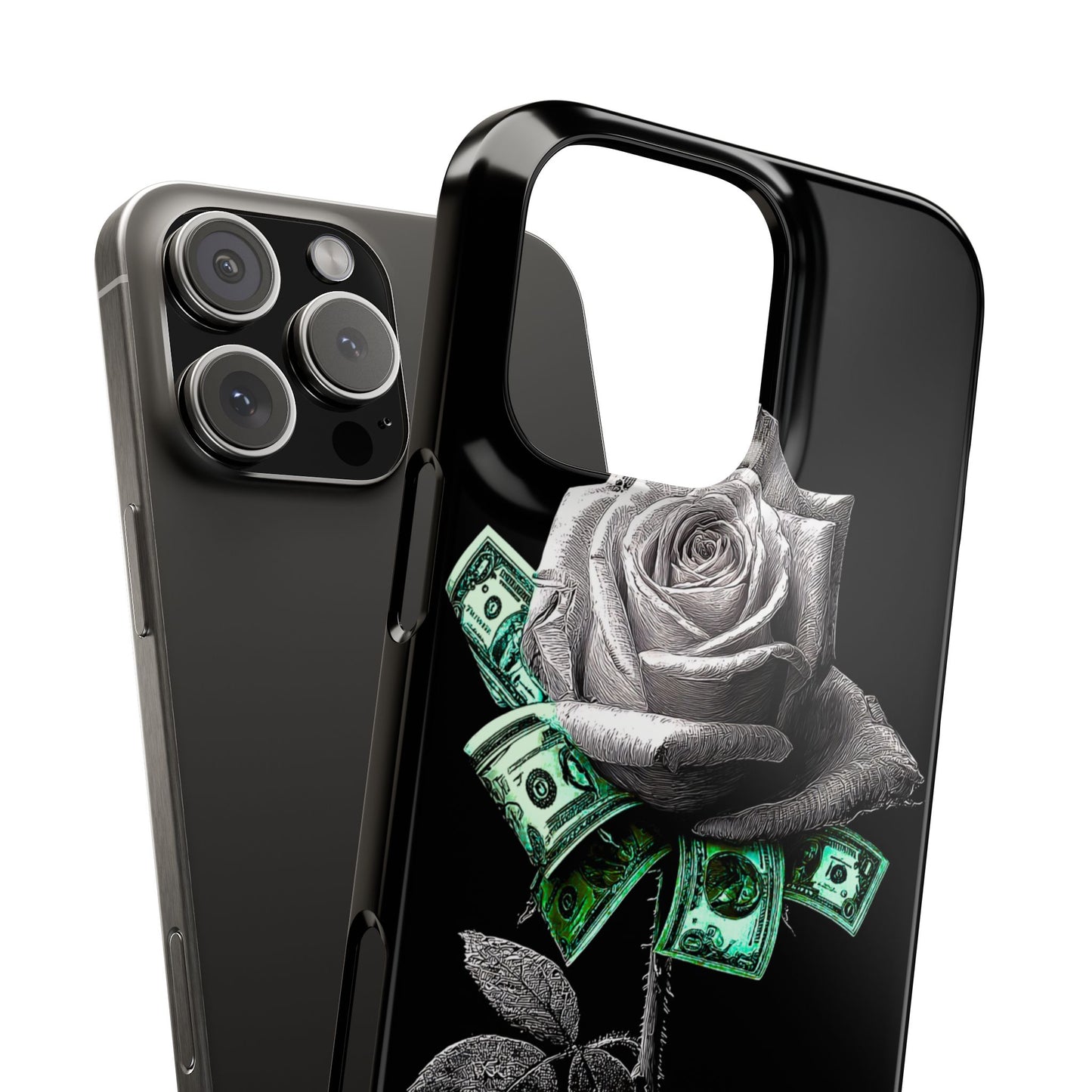 Stylish Rose & Money Snap Case - Floral Phone Protection, Trendy Gift for Him/Her, Birthday Present, Accessories for Teens