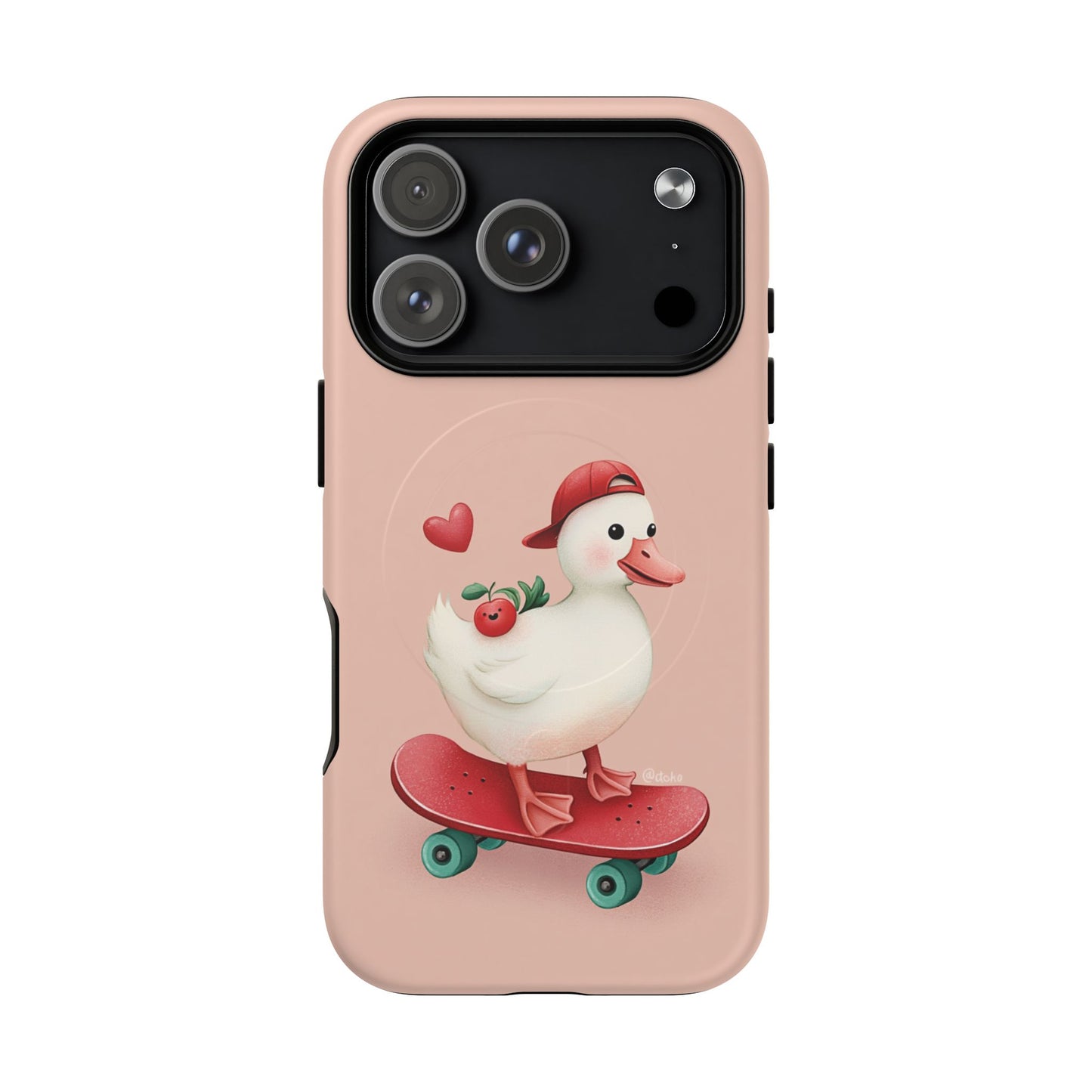 Duck Skateboard Magnetic Phone Case — Cute Pink Protective iPhone Cover