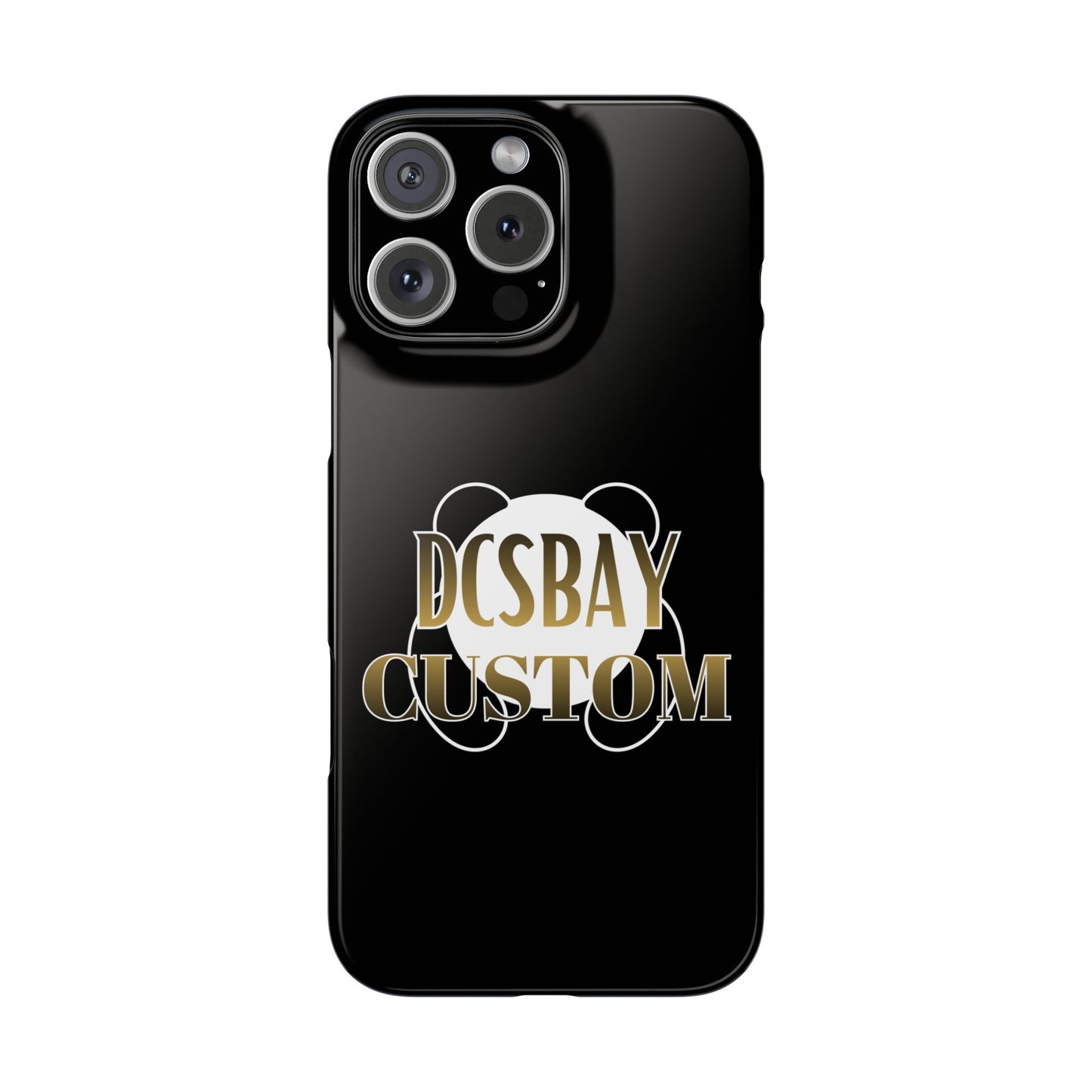 Phone Case — Glossy Black Custom "DCSBAY CUSTOM" Logo Snap Case