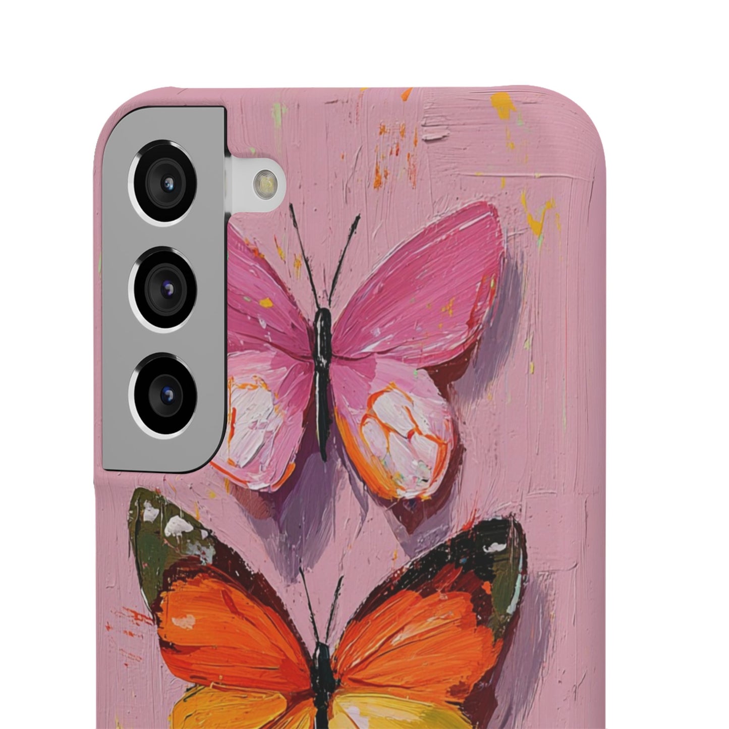 Pink Butterfly Snap Case Cover For iPhone and Samsung