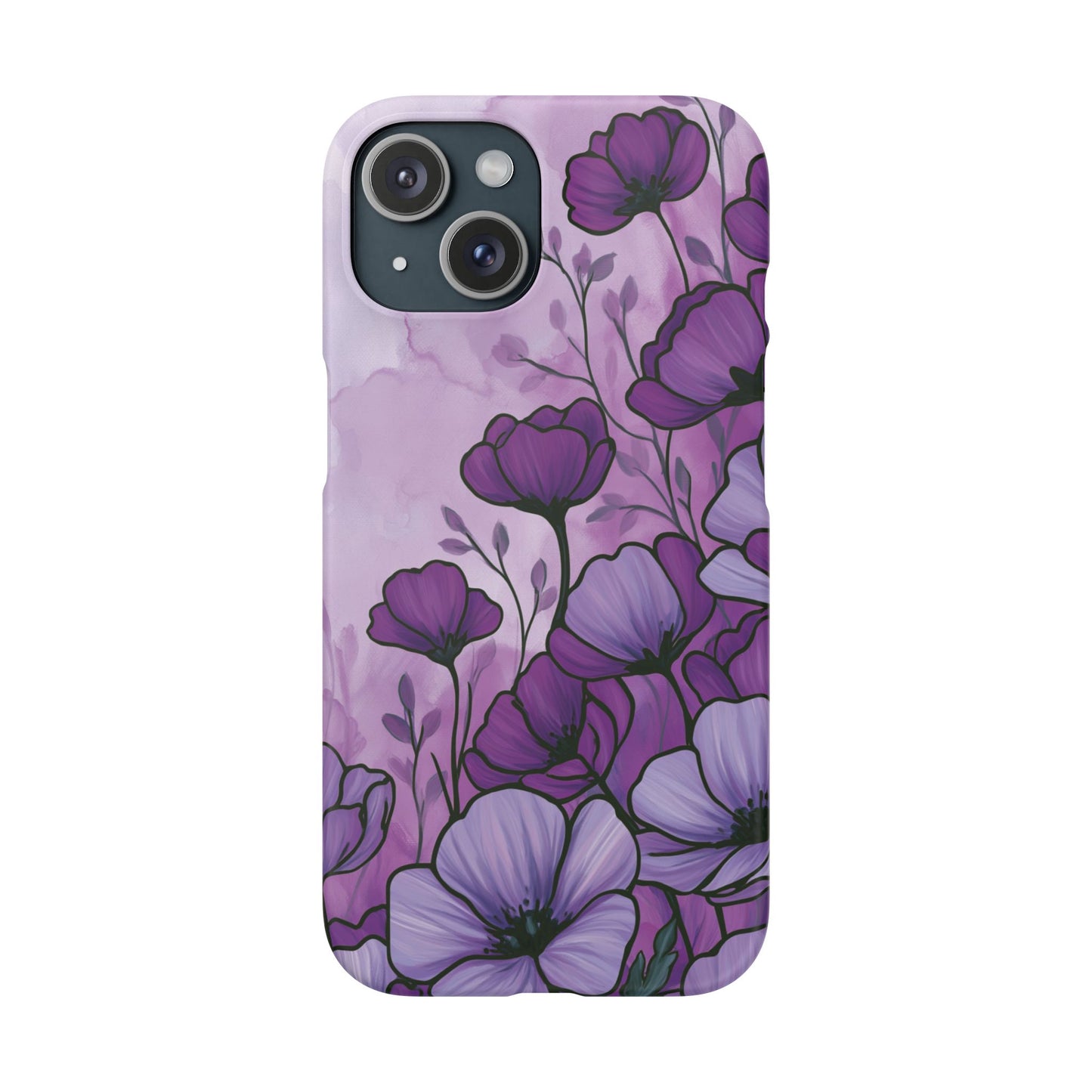 Purple Floral Phone Case – Violet Watercolor Poppy Snap Case